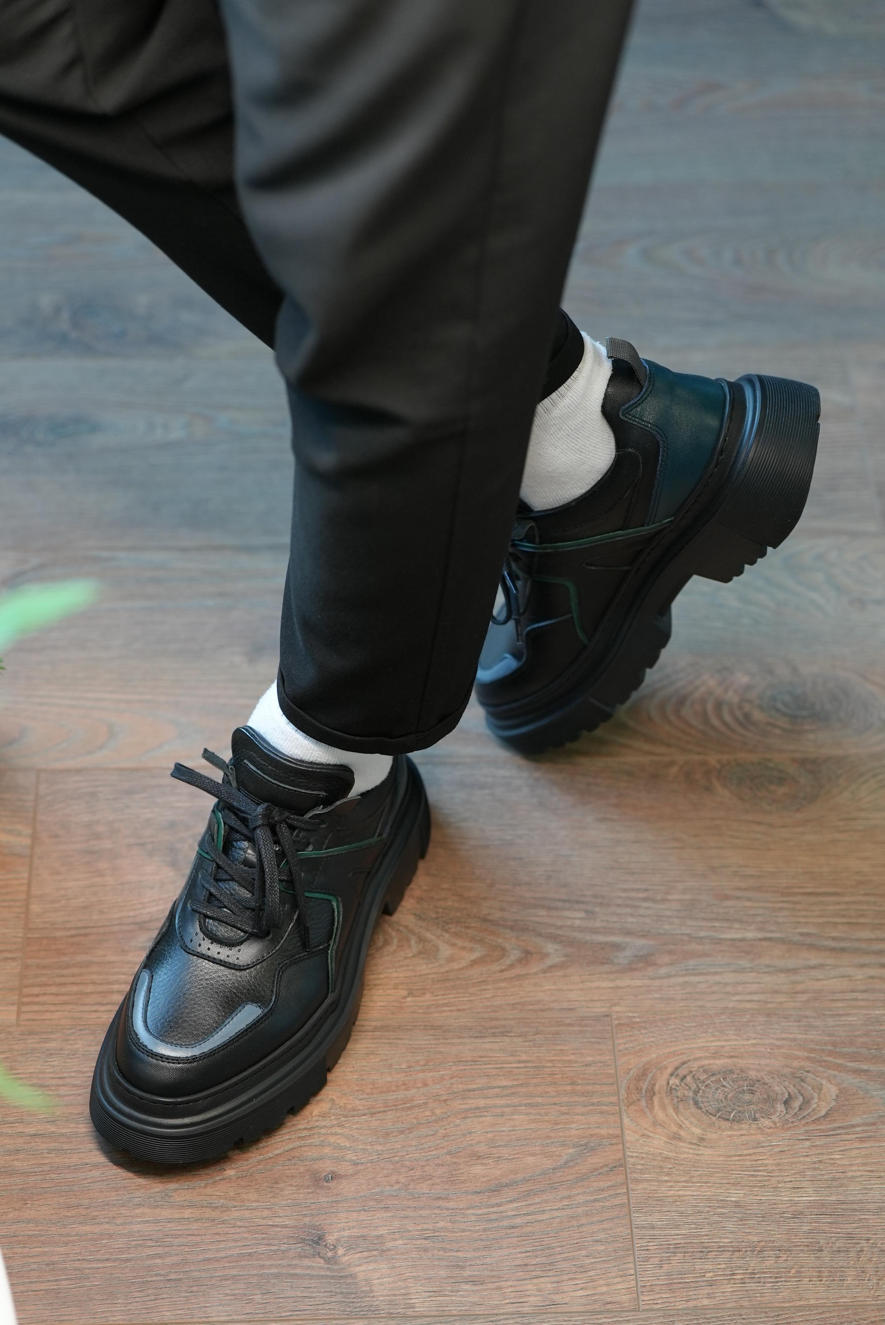 Grayton Model Gerçek Deri El Yapımı Erkek Siyah Sneaker - Erkek Siyah  Günlük Spor Ayakkabı | tetri
