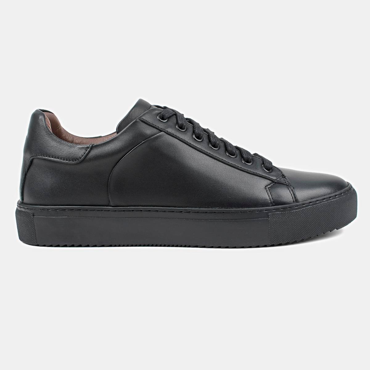 Agucino Hakiki Deri Siyah Erkek Sneaker Ayakkabı 22650Sneaker