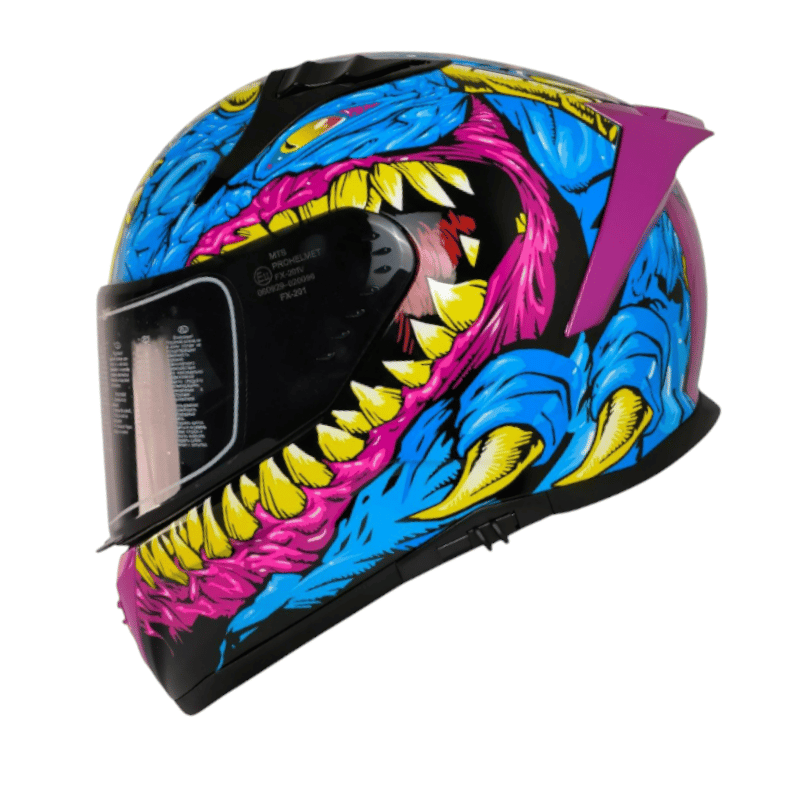 Mts Kapalı Kask Fx201 Gongju Mavi Sarı Fuşya