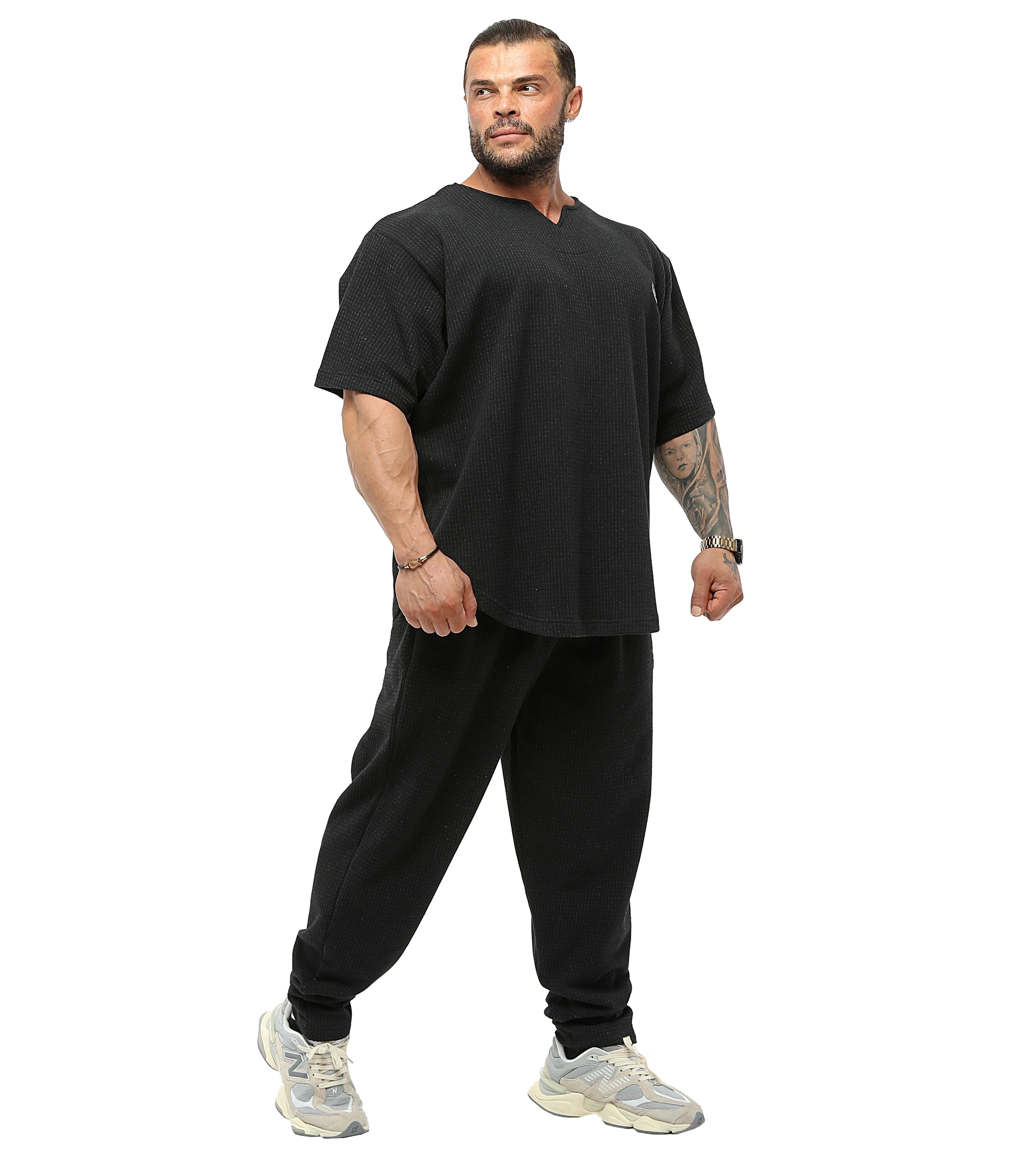 Men's Oversize Rag Top Thick Fabric T-shirt BGSM 3347-BLACK | stilya.com