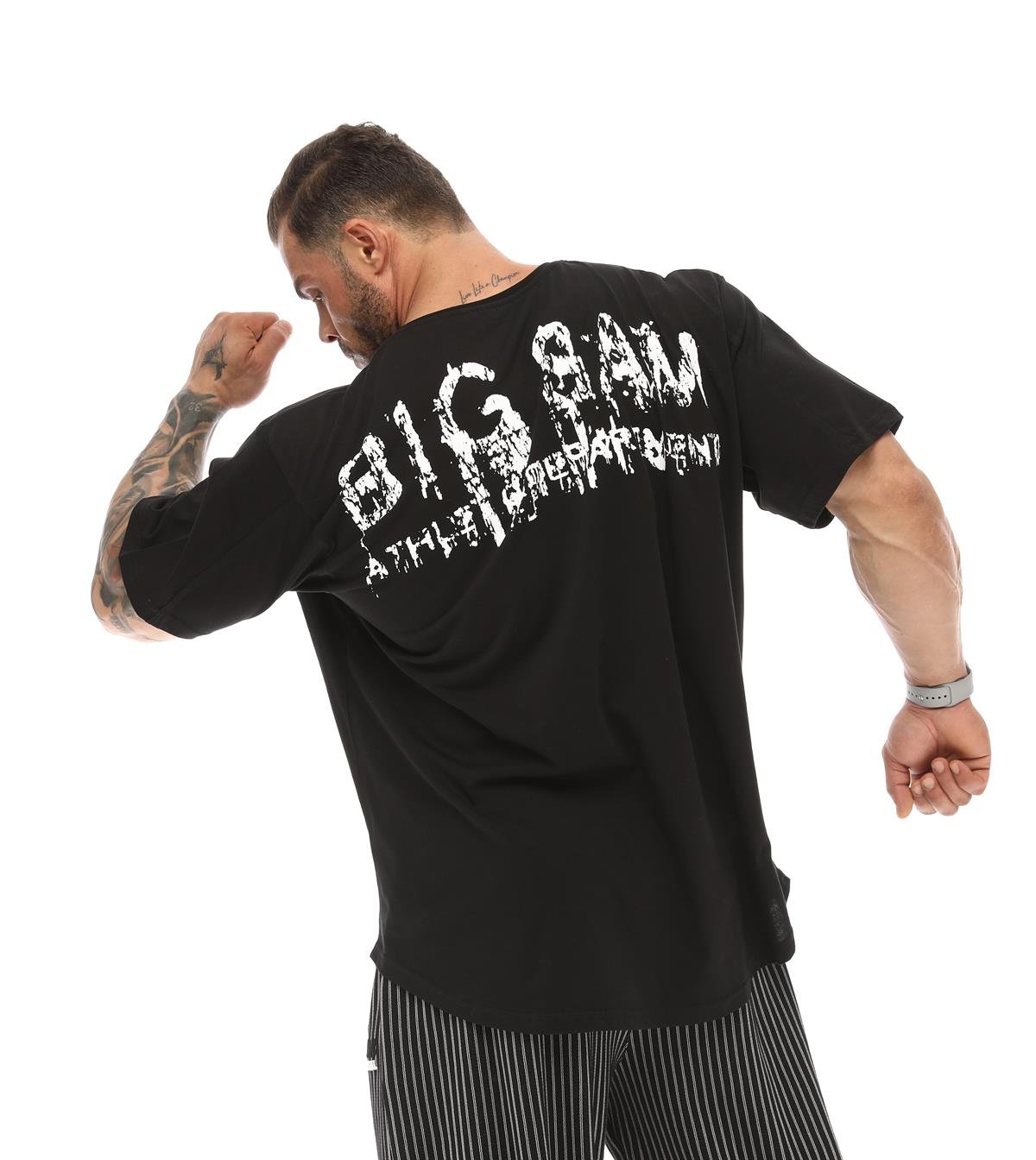Men's Oversize T-shirt Black Big Sam 3340 Black&White | stilya.com