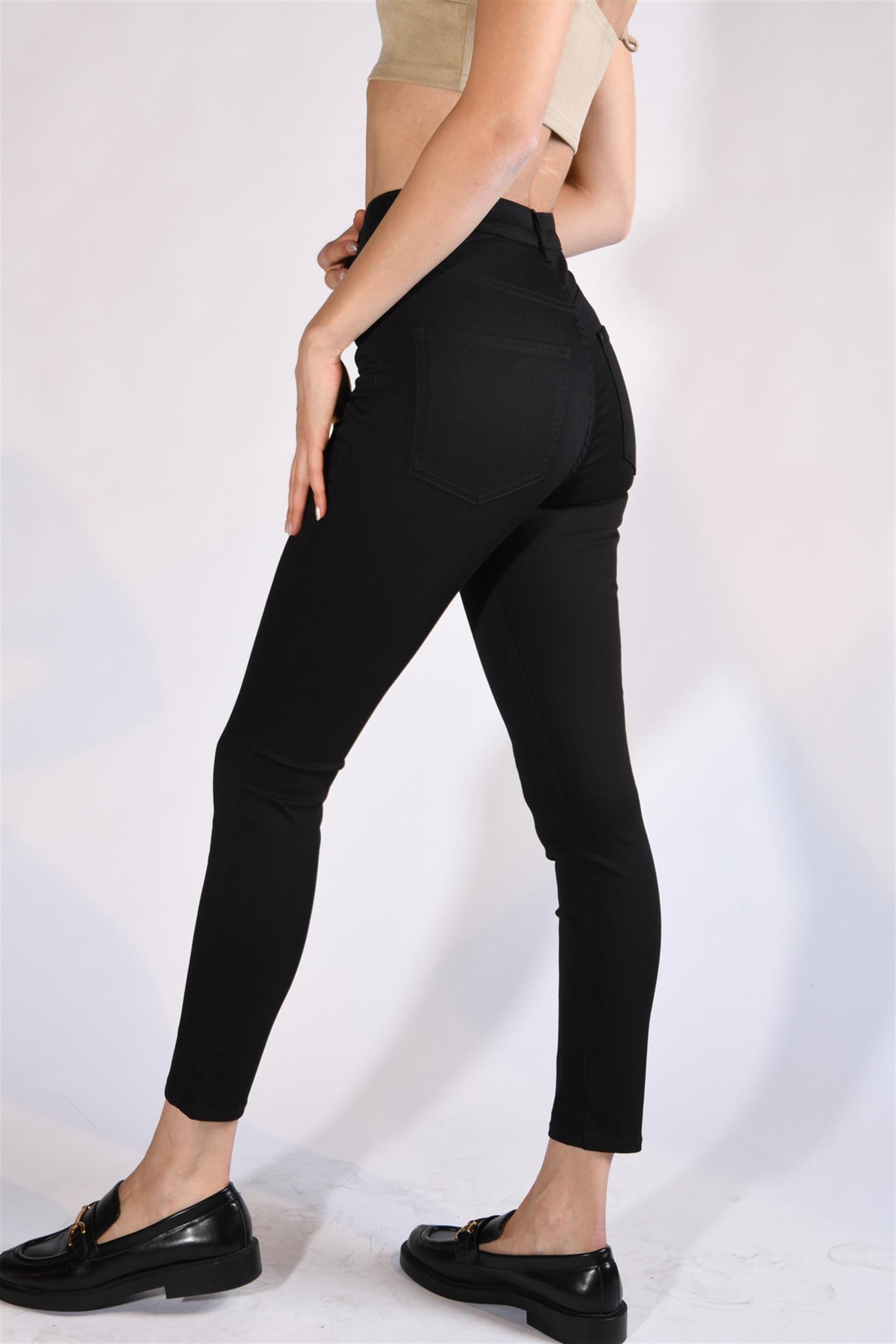 Yüksek Bel Siyah Rengi Solmayan Skinny Pantolon - BPF