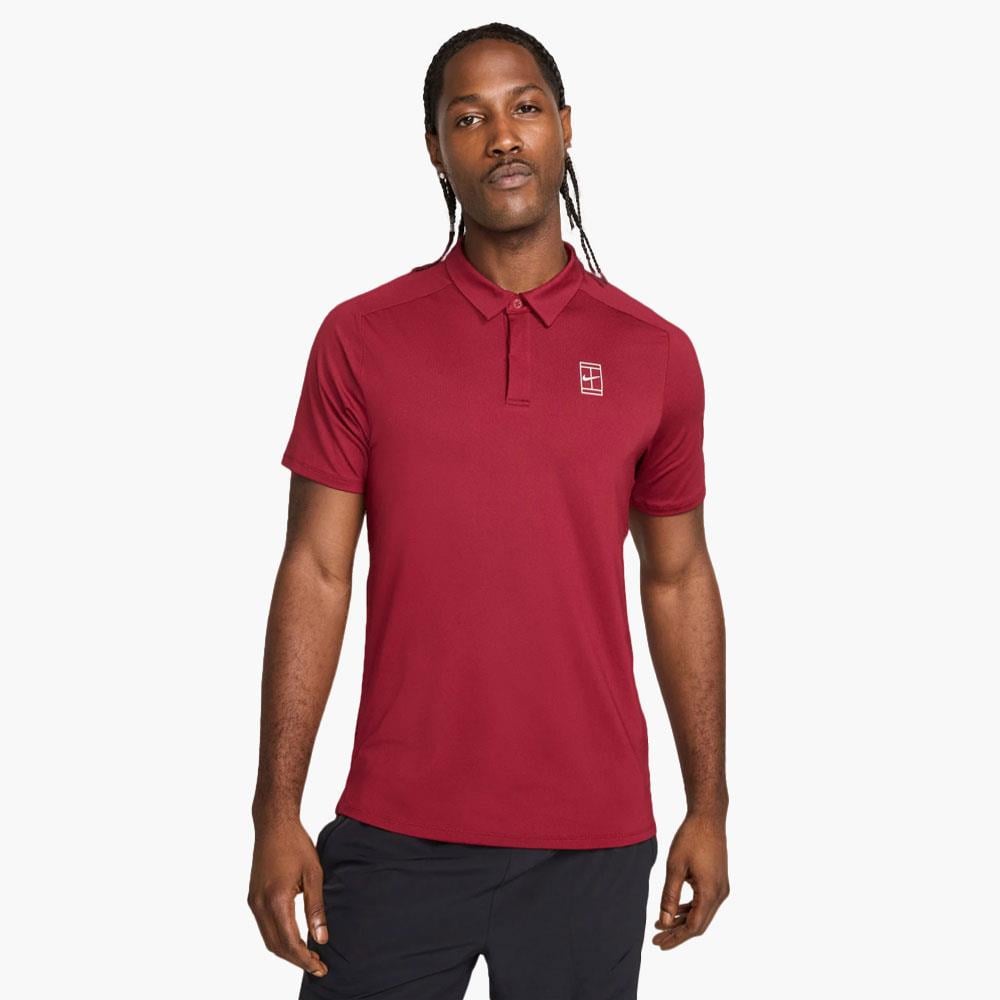 NikeCourt Advantage Dri-FIT Polo Yaka Tenis T-Shirt - Bordo