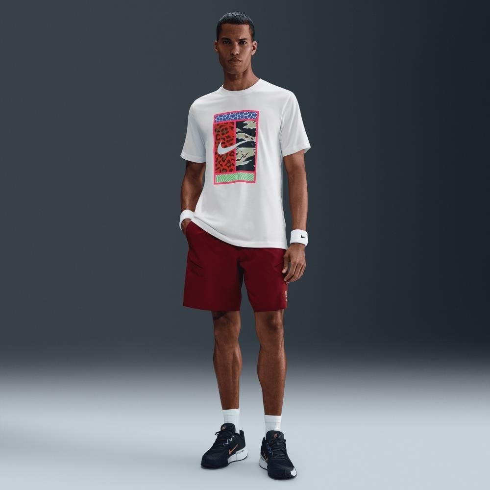 NikeCourt Dri-FIT Baskılı Tenis T-Shirt - Beyaz - HV1715-100