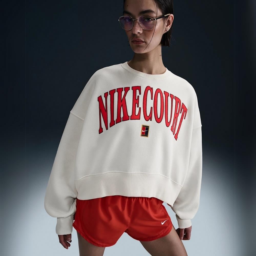 NikeCourt Phoenix Fleece Sweatshirt - Krem - HQ0351-110