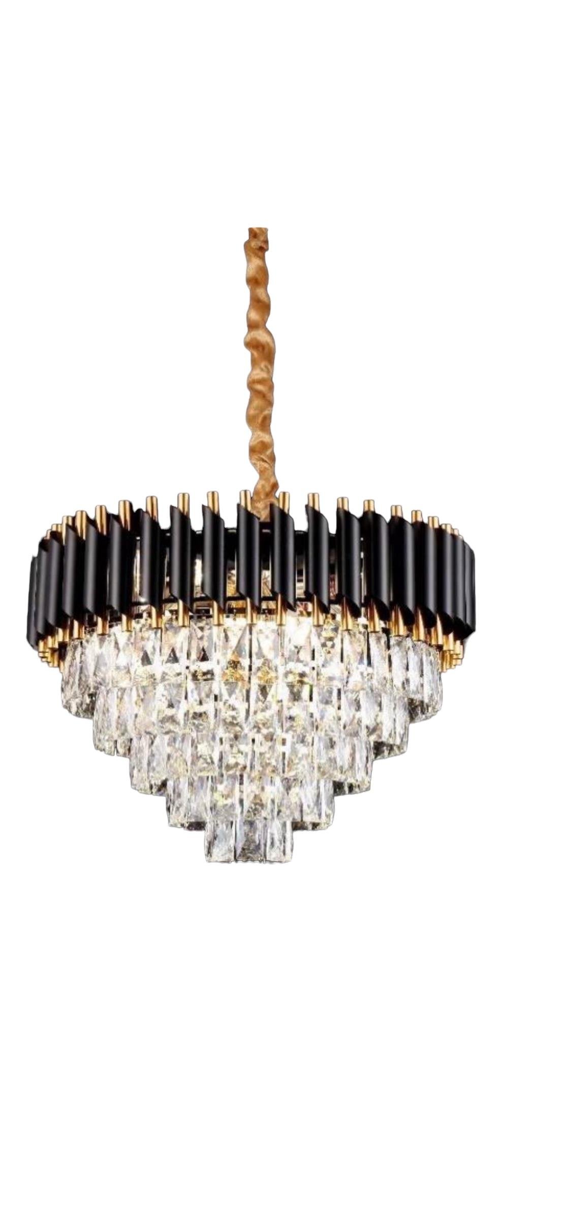 HBY S508-600 Mm Gold-Siyah Kristal Taşlı Salon Tipi Avize