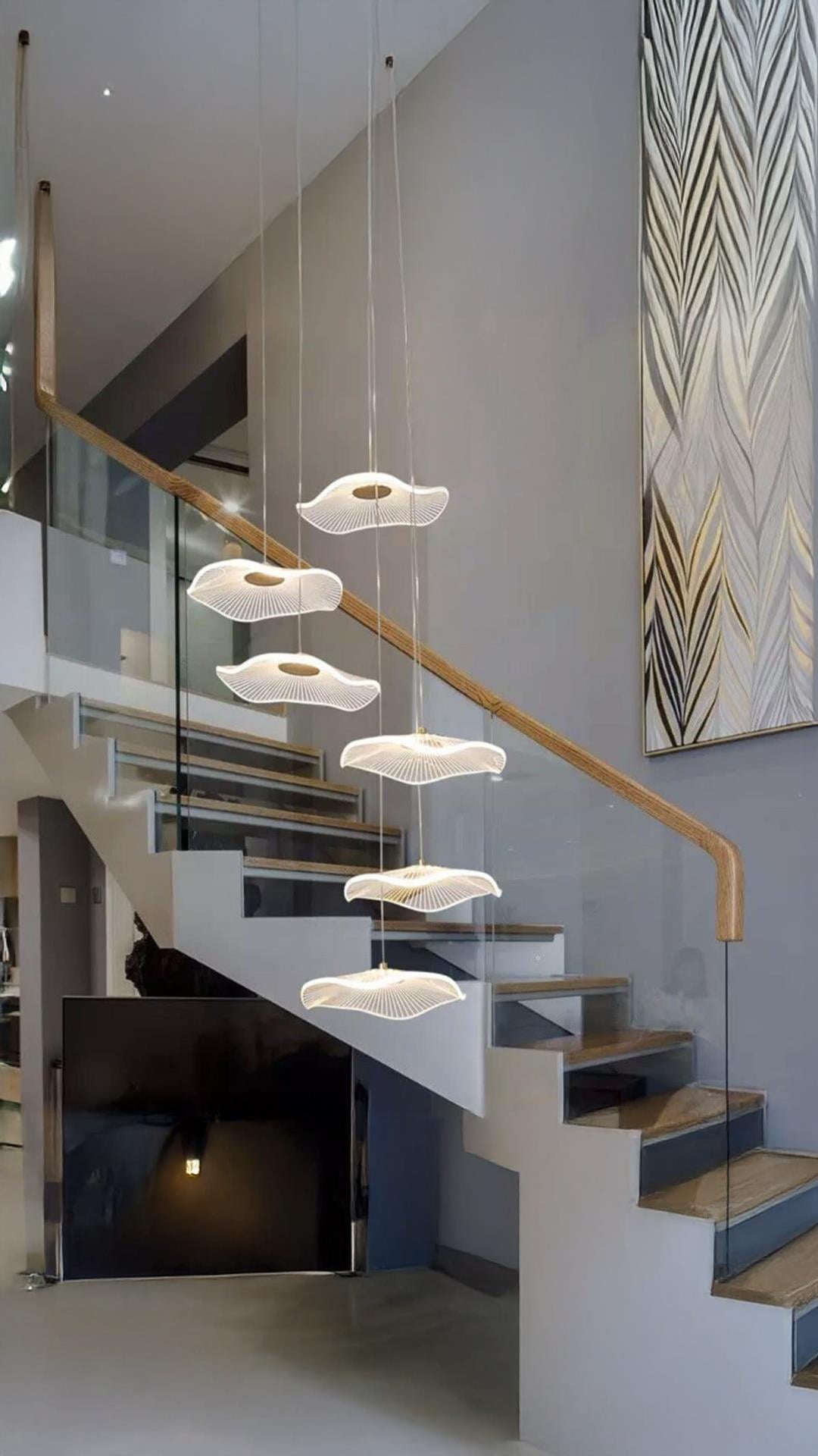 Luxury Exclusive Altılı Yuvarlak Sarkıt Led Avize Jellyfish Gold