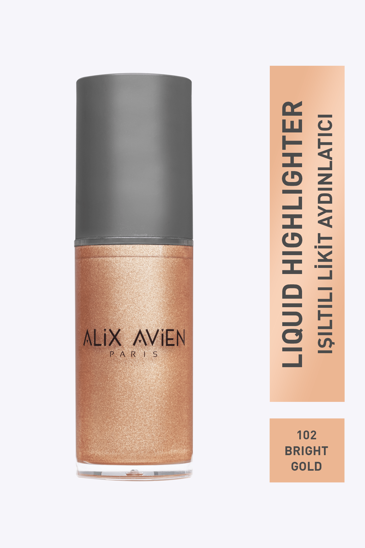 Sarı Işıltılı Likit Aydınlatıcı - Liquid Highlighter 102 - Yüz & Vücut İçin  - 45 ml - Alix Avien