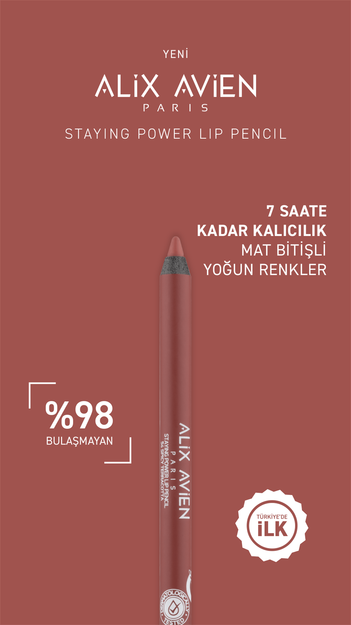 Uzun Süre Kalıcılığa Sahip Suya Dayanıklı Dudak Kalemi - Alix Avien