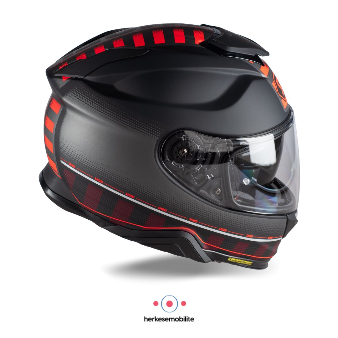 SHOEI GT-Air2 Mサイズ TESSERACT TC-1 インカム付 SHOEI GT-Air 2 Tesseract TC-1 Mat Kask Siyah-Gri-Kırmızı