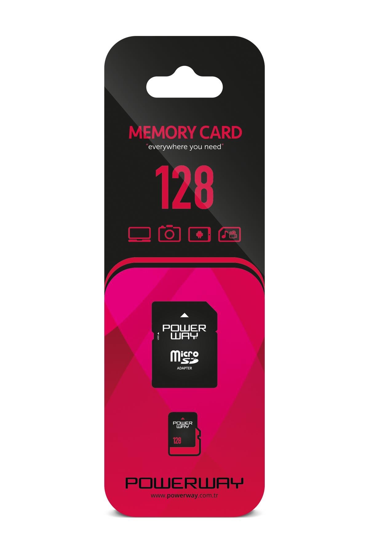 POWERWAY 128 GB Micro SD Hafıza Kartı Class 10 Adaptör Dahil