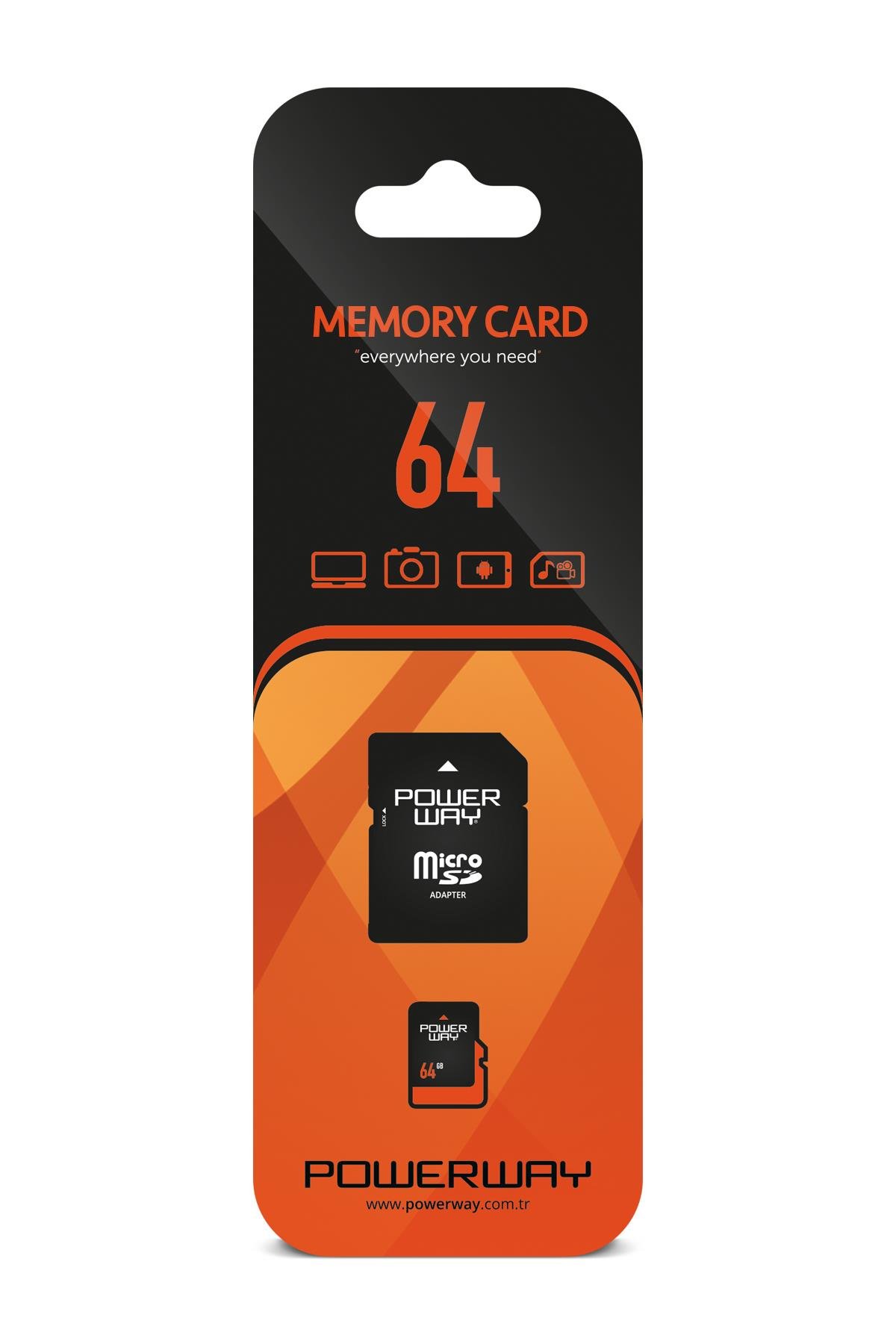 POWERWAY 64 GB Micro SD Hafıza Kartı Class 10 Adaptör Dahil
