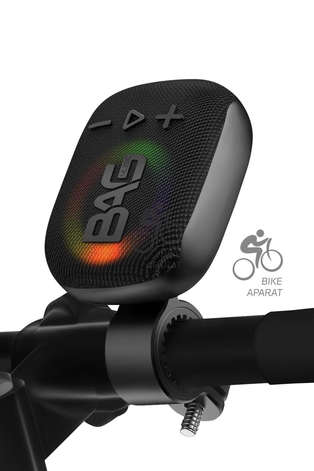 POWERWAY Bag Siyah Bisiklet, Motorsiklet Uyumlu Gidon Aparatlı Bluetooth  Hoparlör