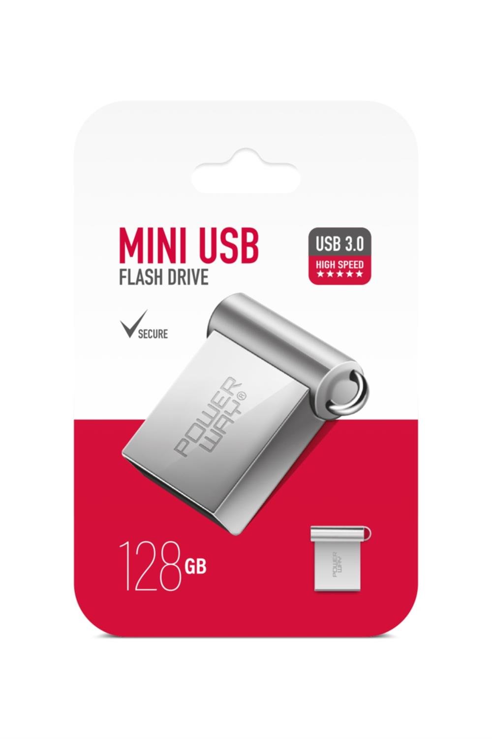 POWERWAY 128 GB Metal Mini Usb Flash Bellek Usb 3.0 Yüksek Hızlı