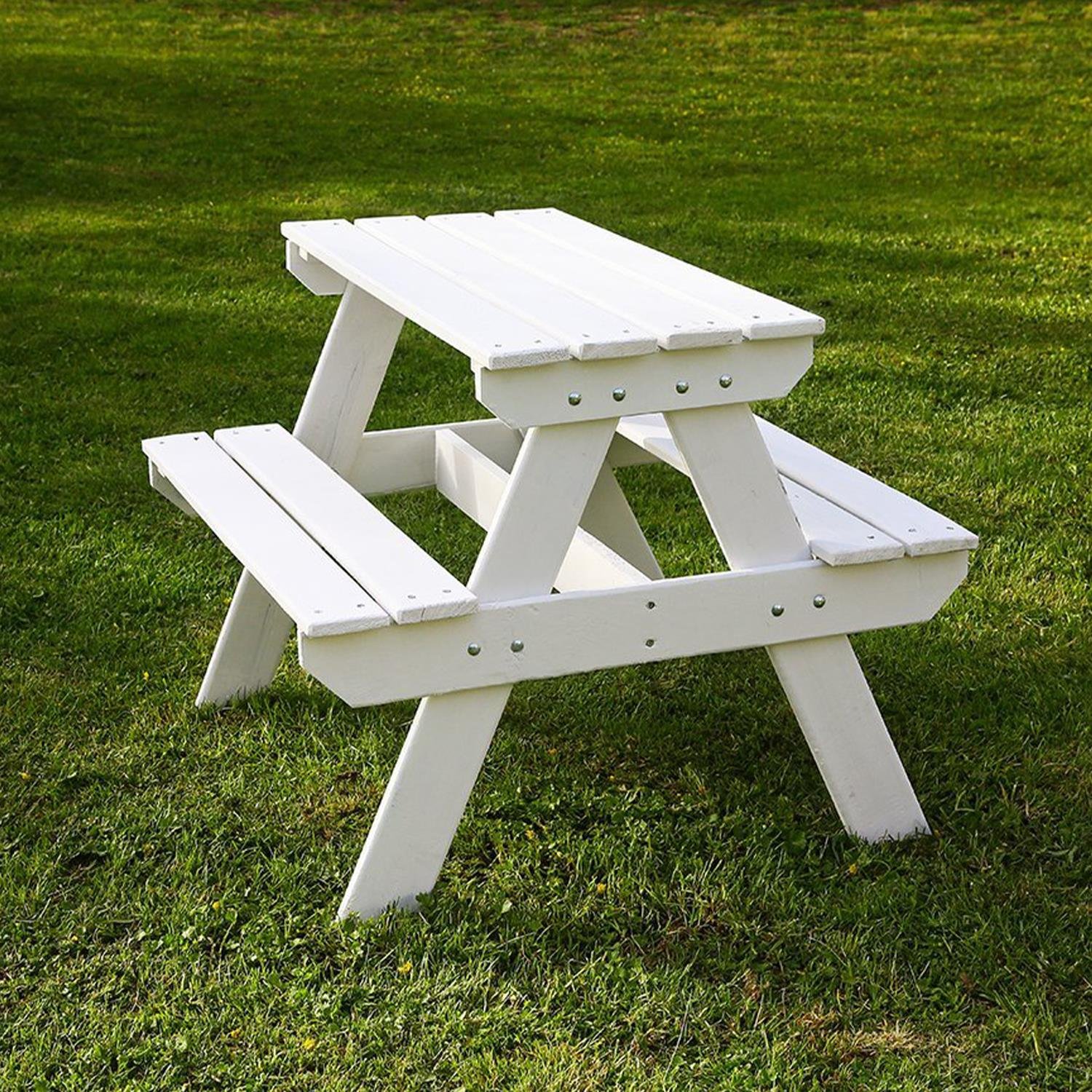 Mandu Ahşap Çocuk Piknik Masası (Beyaz) - ertyapimarket.com