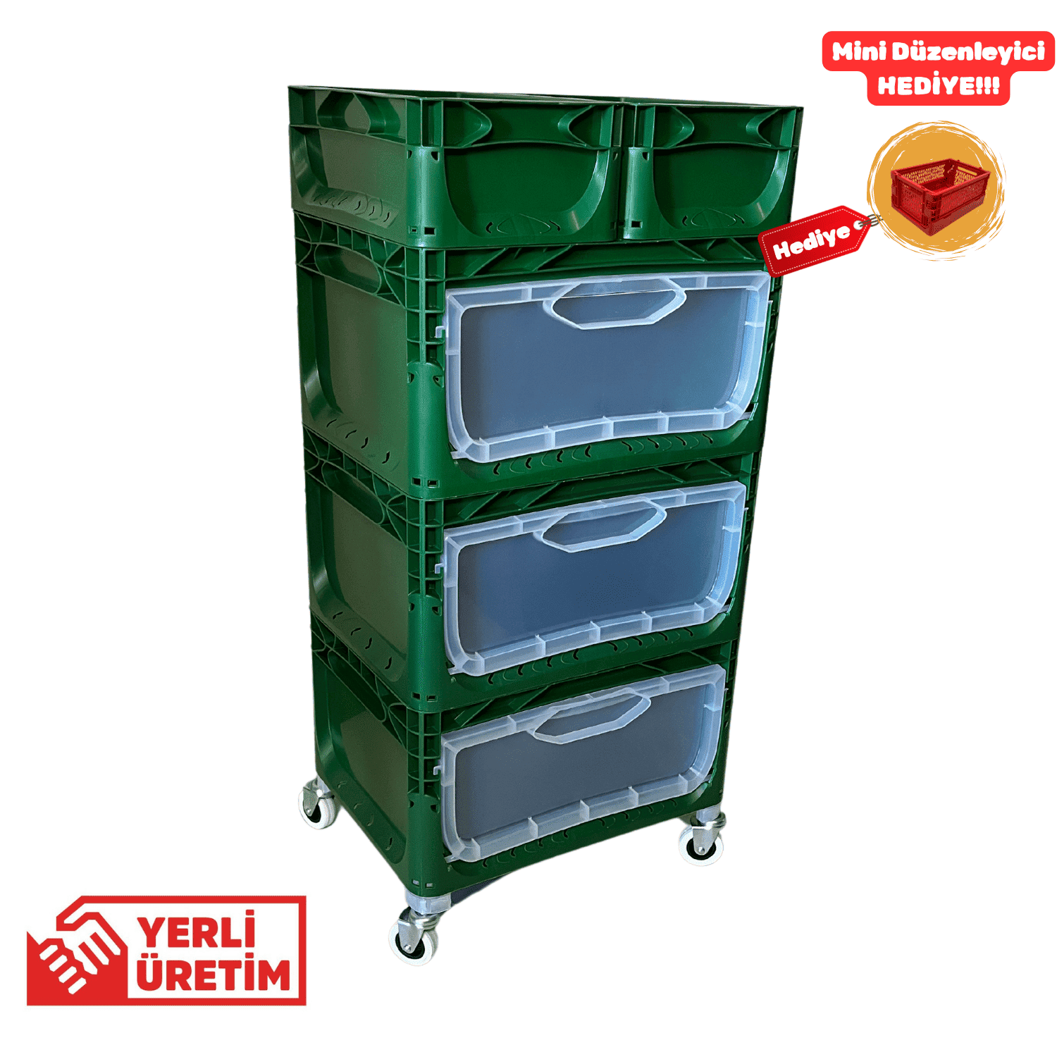 Magic Kombo 3R Koyu Yeşil - Çok Amaçlı Raf & Dolap 40x30x83 cm