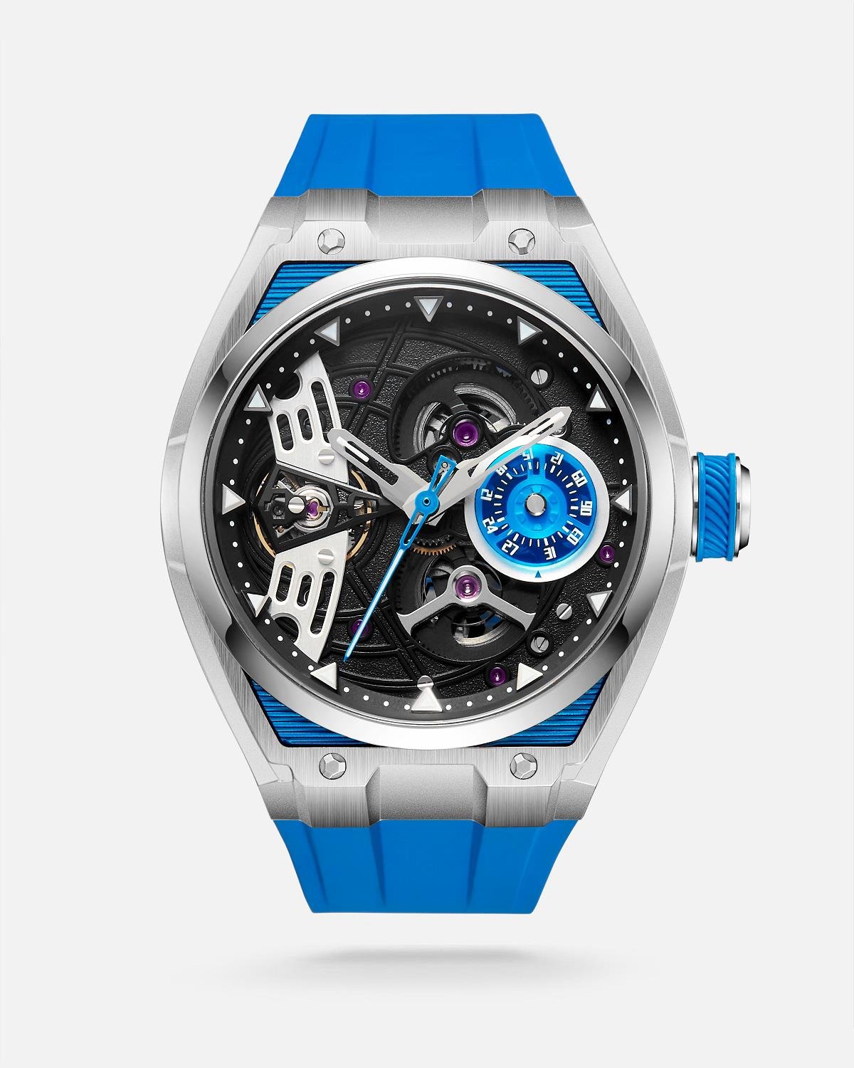 m r0011 新品 echo & Synchro jelly ZYROS Mavi Silikon Kordon Automatic Erkek Saati