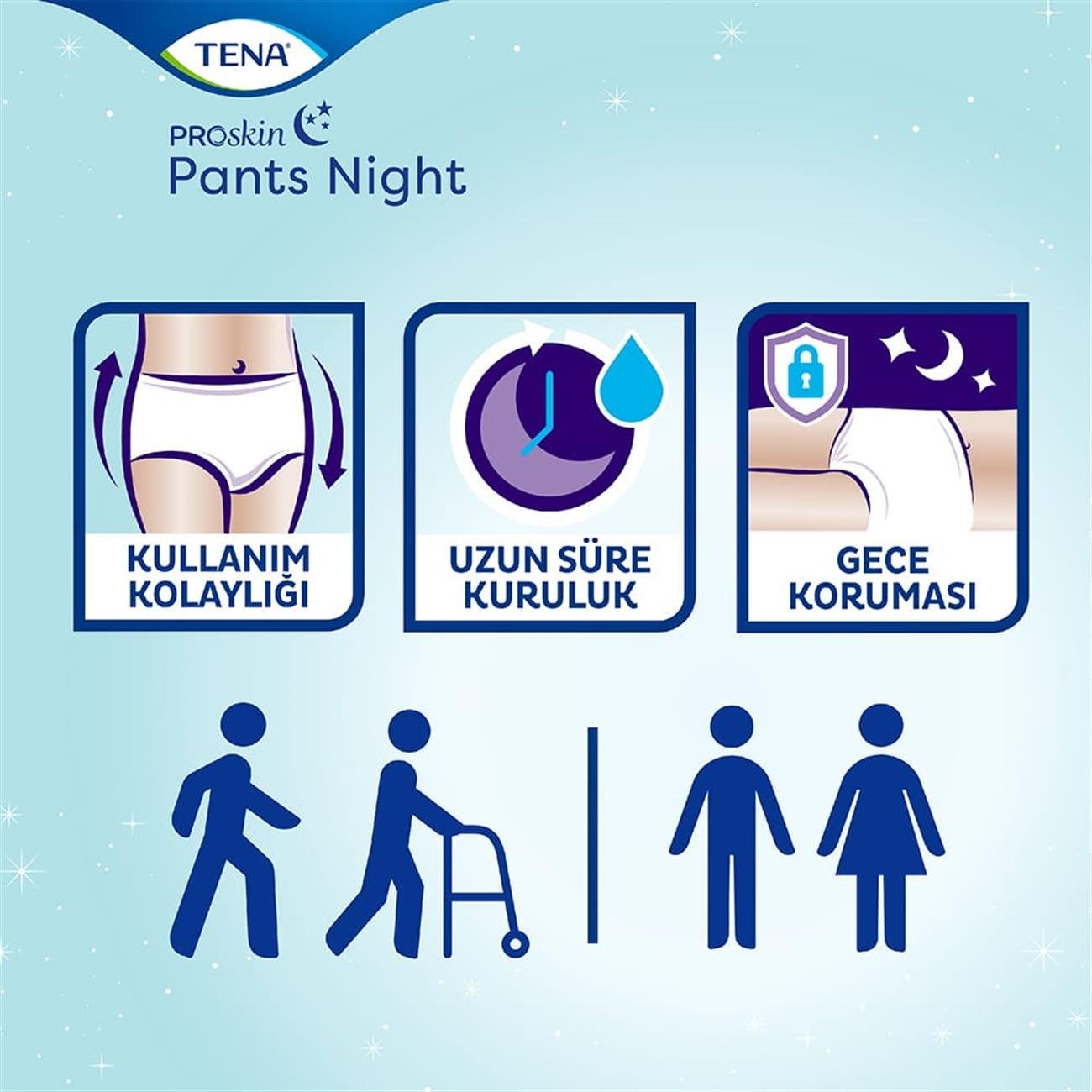 TENA ProSkin Pants Night Emici Külot Gece Bezi, Büyük Boy (L), 7.5 Damla  10'lu Paket - medikazon.com