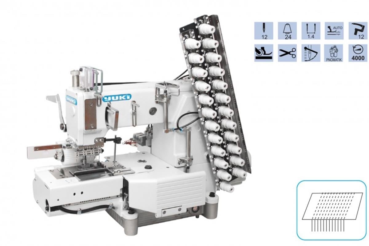 YUKİ YK-4412P-UTC-1/4 12 İğne Zincir Dikiş Makinesi Burunlu (6.4mm