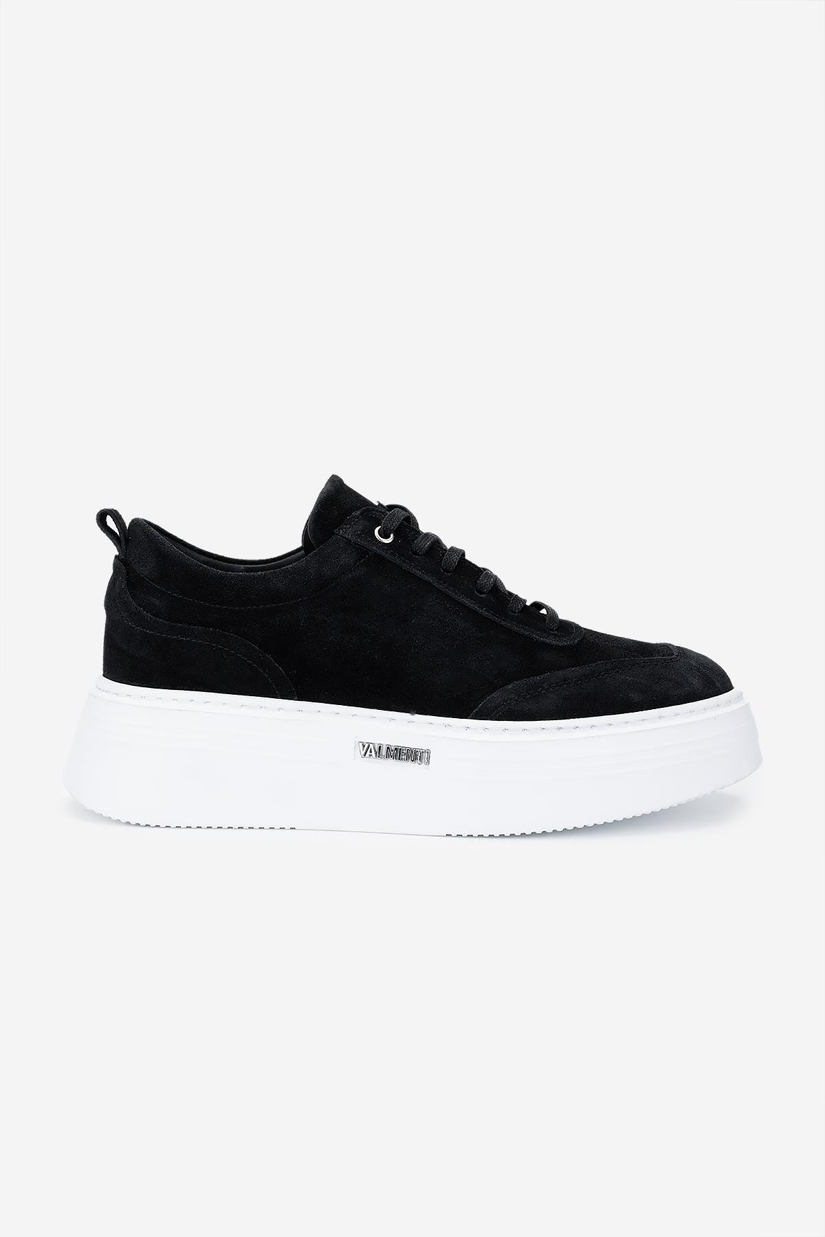Valmenti Erkek Hakiki Deri Siyah Süet Sneakers & Spor Ayakkabı