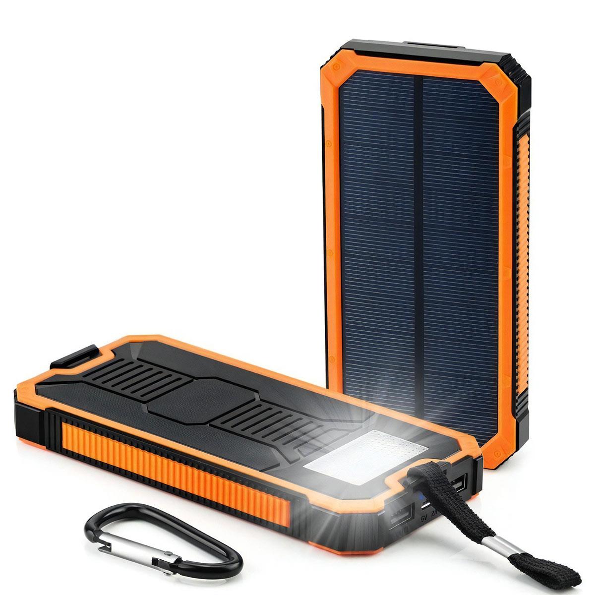 Deji Güneş Enerjili Solar Powerbank 10000mAh Led Işıklı Taşınabilir Şarj Cihazı Turuncu