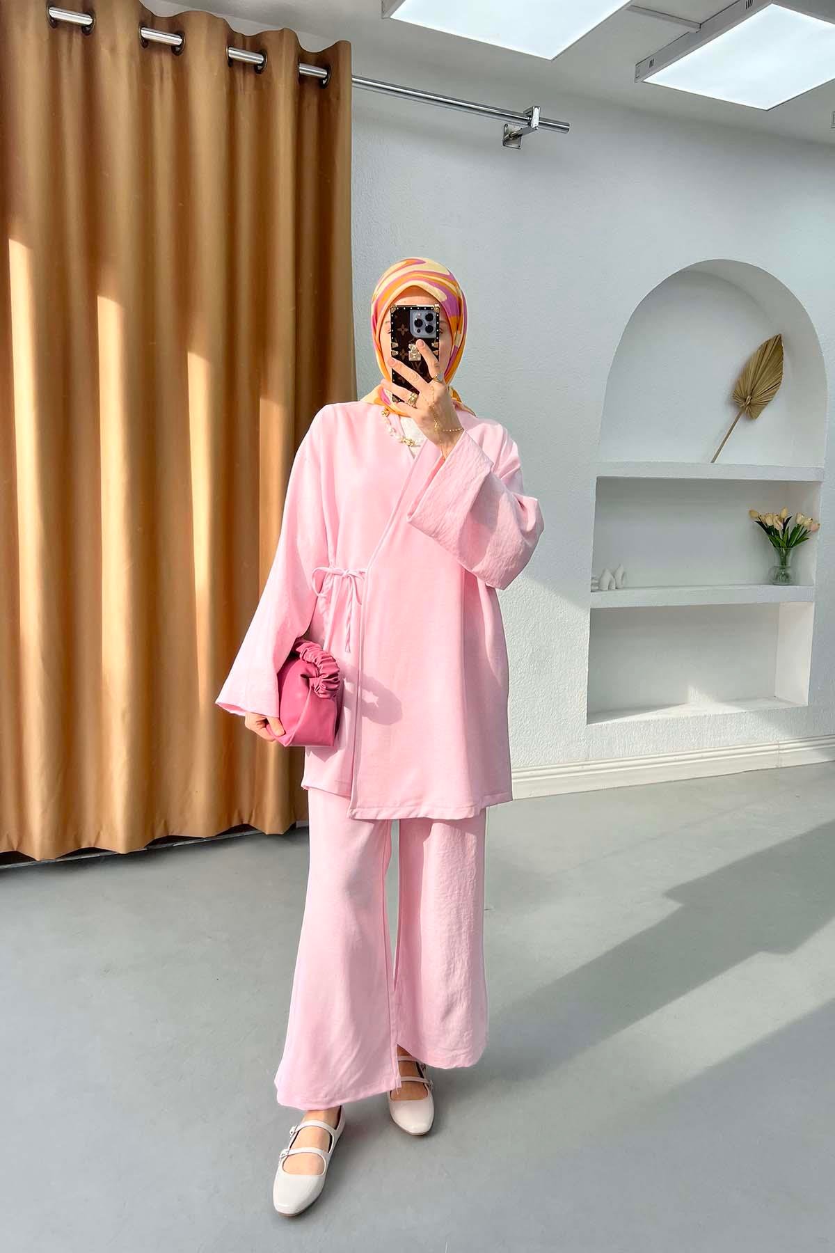 Yan Bağlamalı Takım Pembe