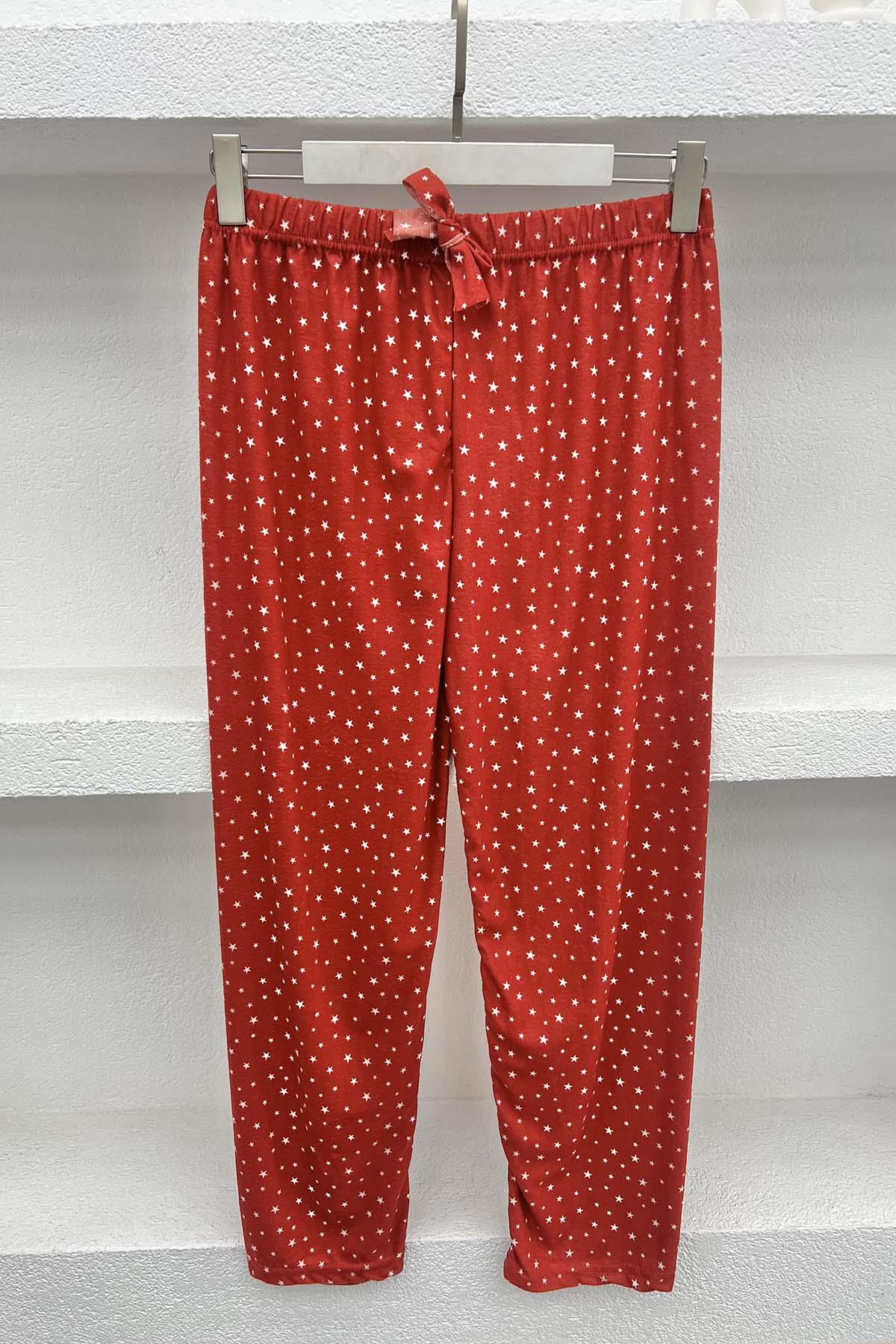 Yıldız Desenli Pijama Altı Kırmızı