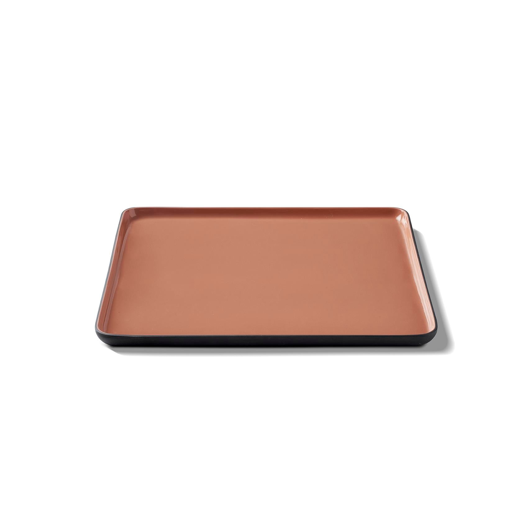 Square Dinner Plate Double Colour - Black&Coral