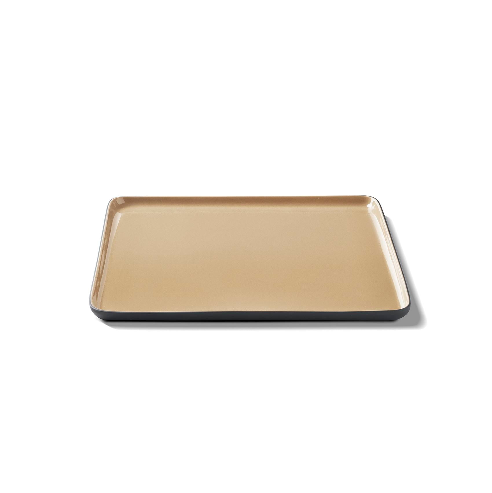 Square Dinner Plate Double Colour - Black&Straw