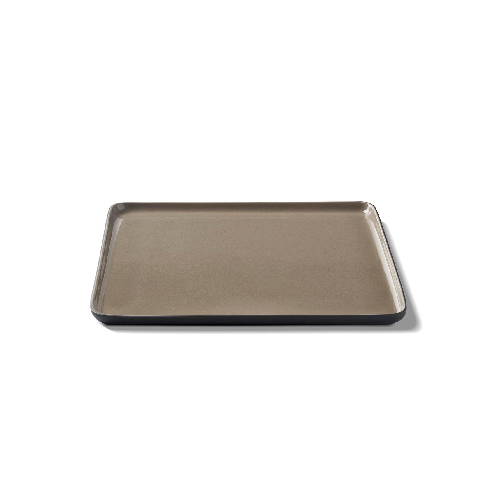 Square Dinner Plate Double Colour - Black&Rock