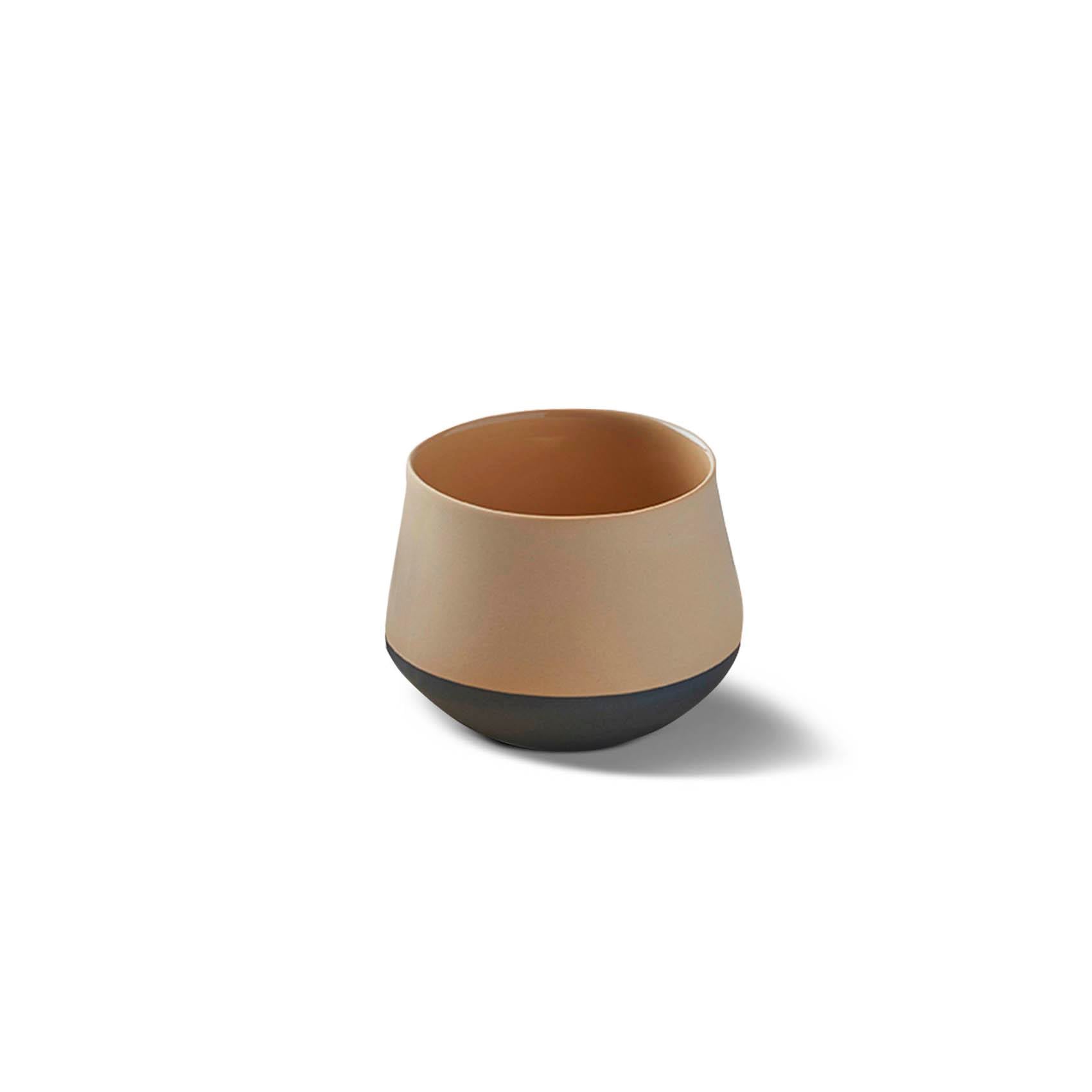 Tube Ivory Handleless Espresso Cup Double Colour - Black&Straw