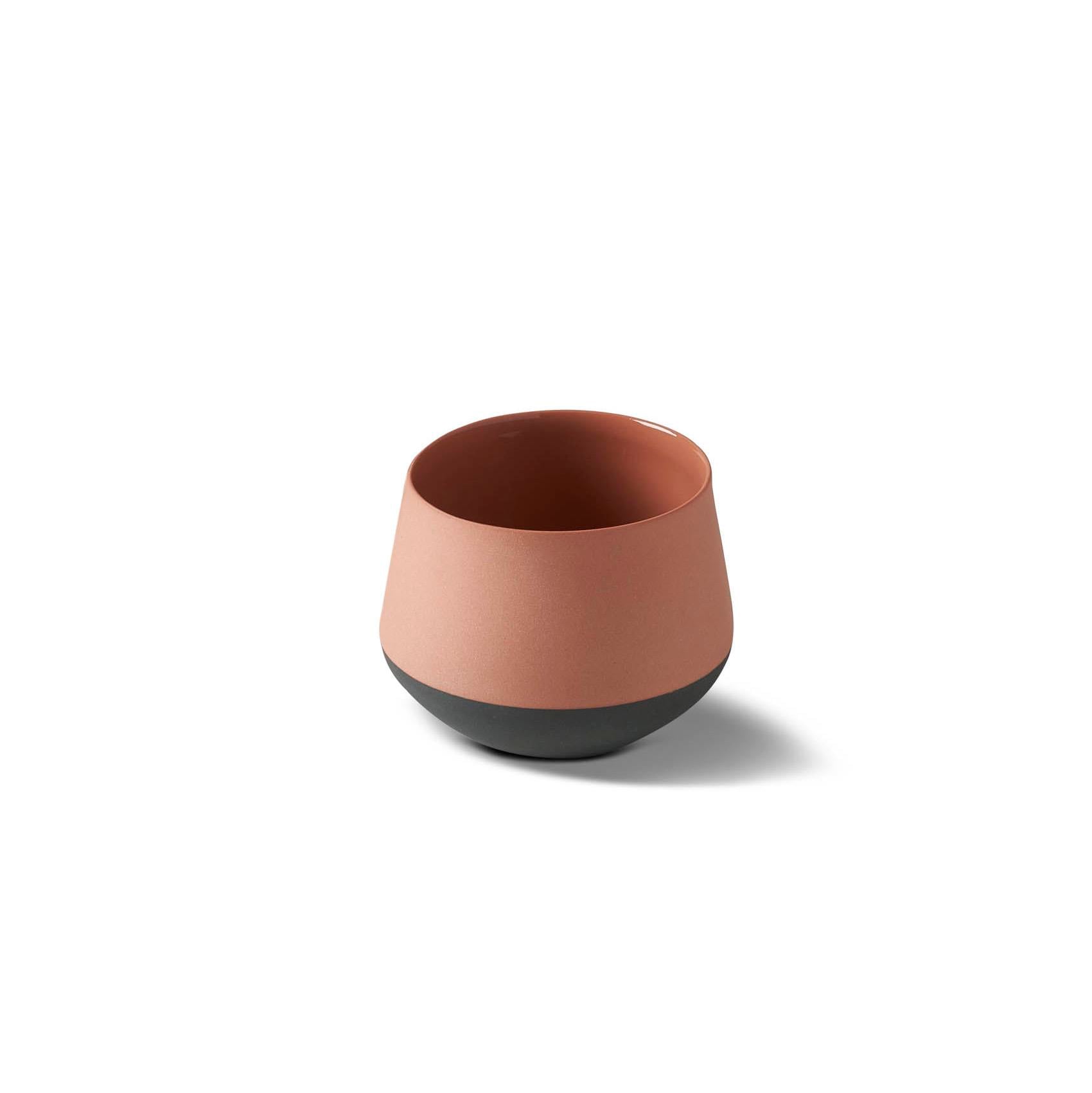 Tube Ivory Handleless Espresso Cup Double Colour - Black&Coral