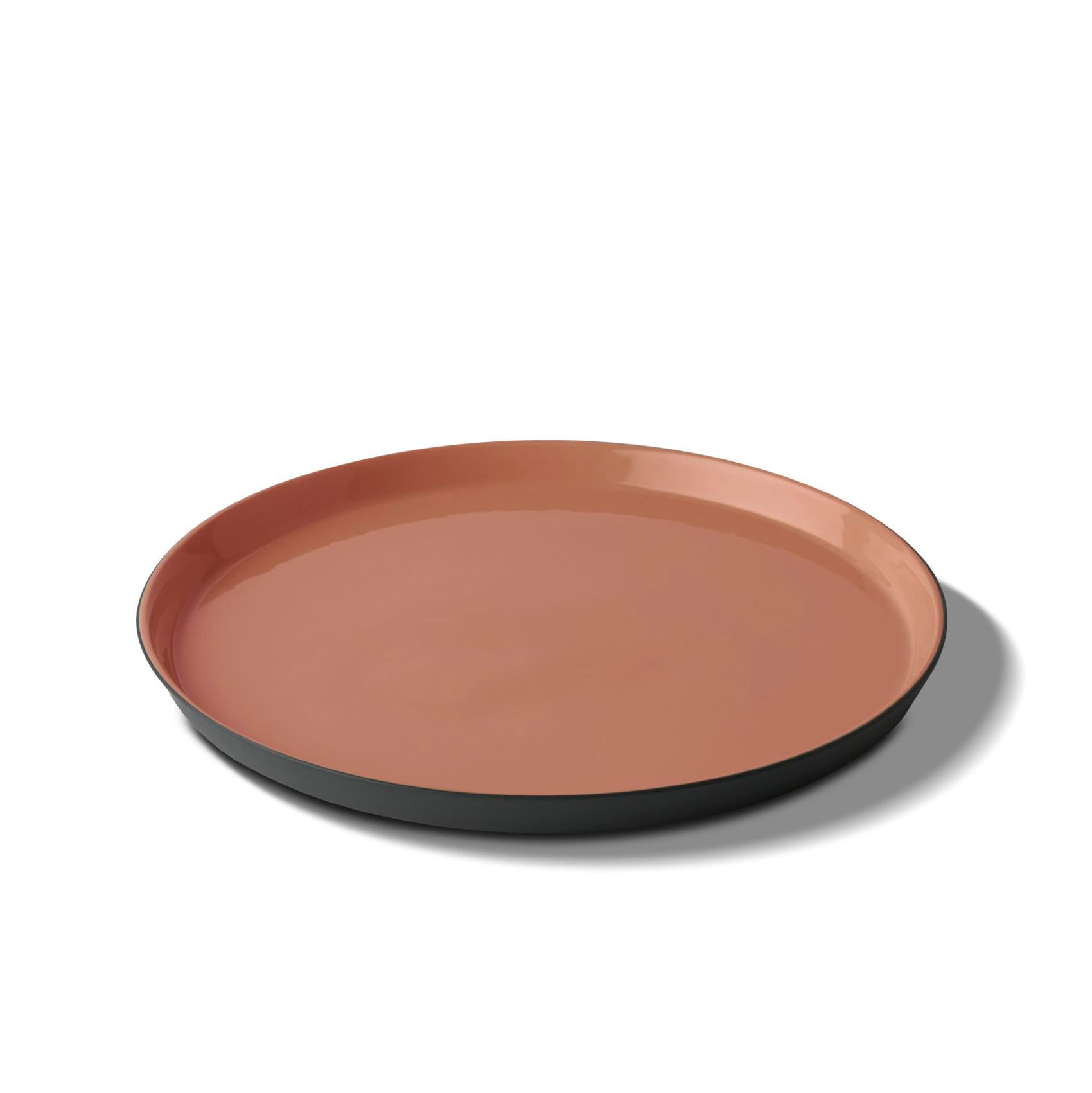 Rond Dinerbord Dubbele Kleur - Black&Coral