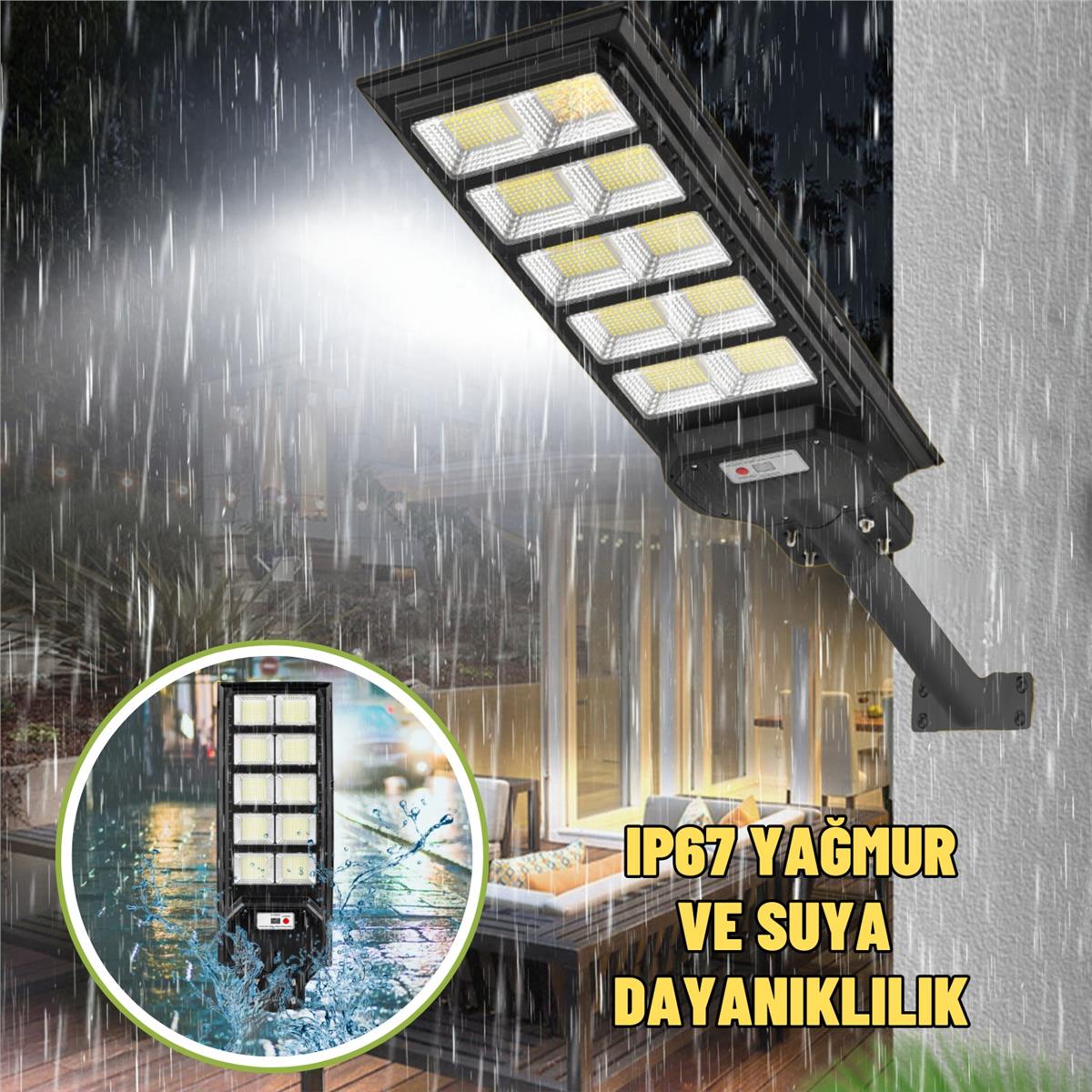Solar Güneş Enerjili 1000W Kumandalı ve Hareket Sensörlü 1000 Led Bahçe ve Sokak Aydınlatma Lambası 
