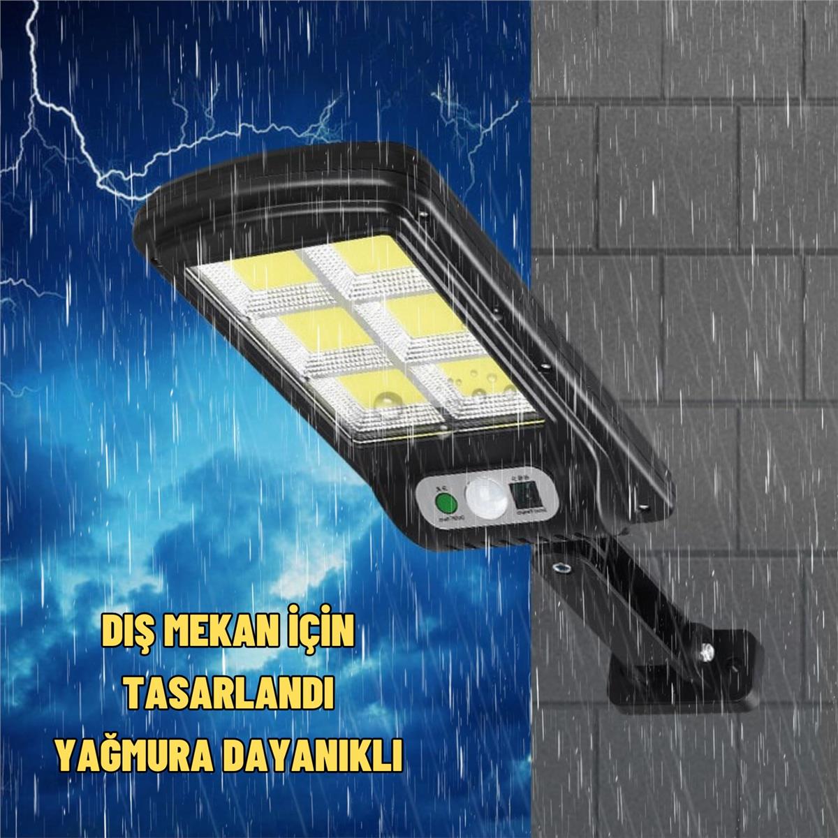 Solar Güneş Enerjili Bahçe Sokak Aydınlatma Lambası Cob Led Su Geçirmez Hareket Sensörlü 3 Mod