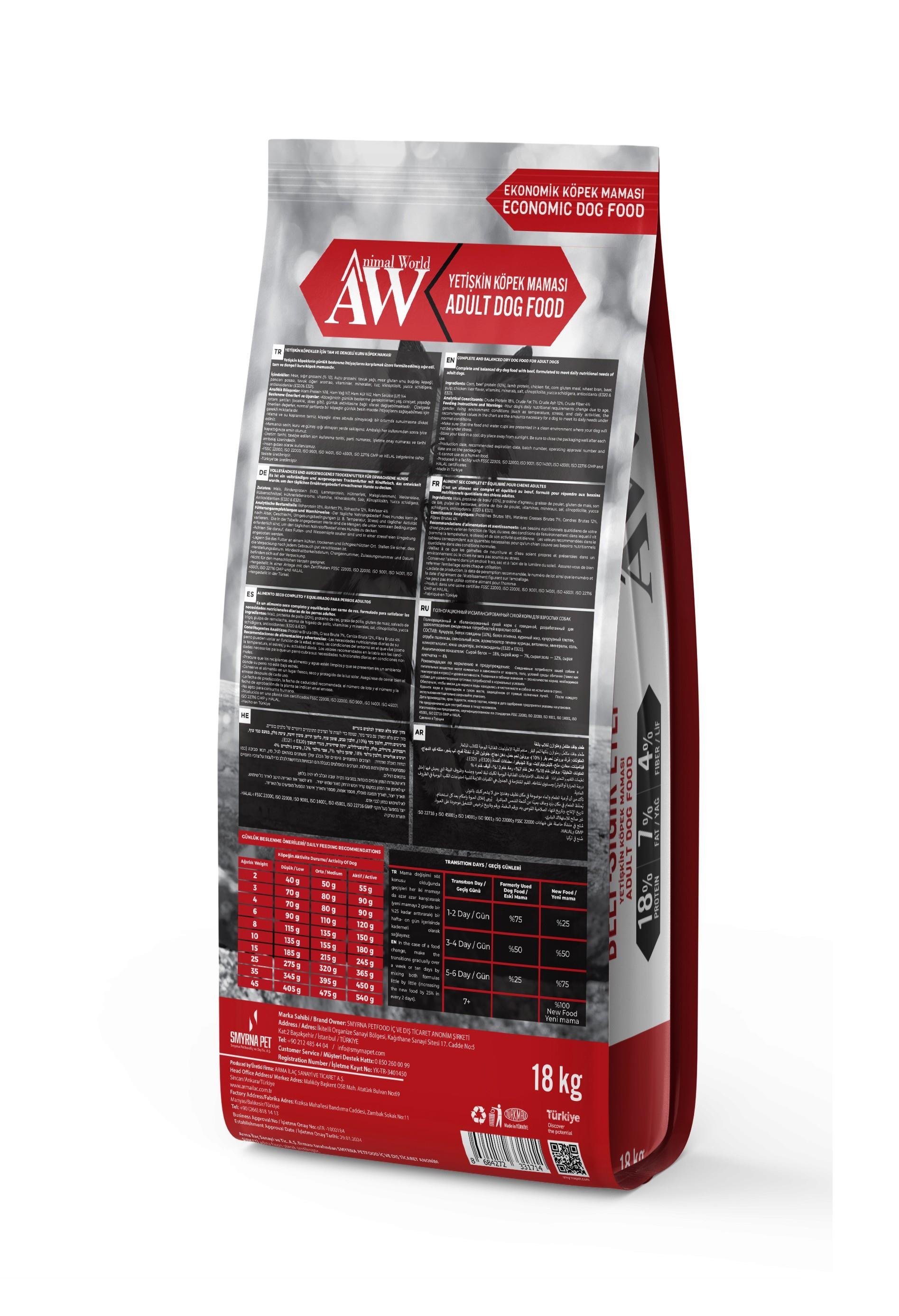 Animal World Kuzu Eli Yetişkin Köpek Maması 18 Kg - Petcenneti