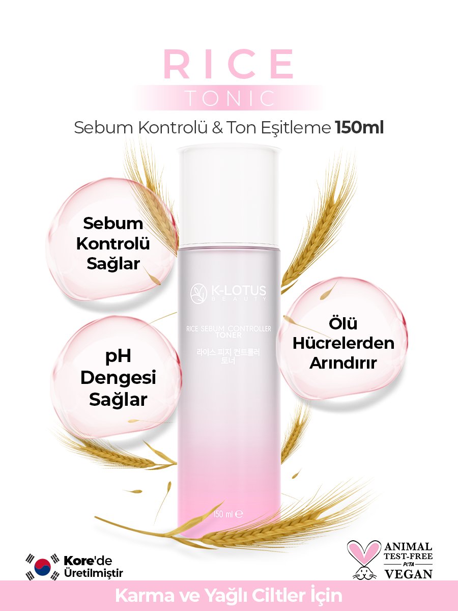 Akne ve Siyah Nokta Karşıtı, Leke Giderici, Ölü Hücrelerden Arındırma Etkili Rice Sebum Kontrol Tonik 150ml