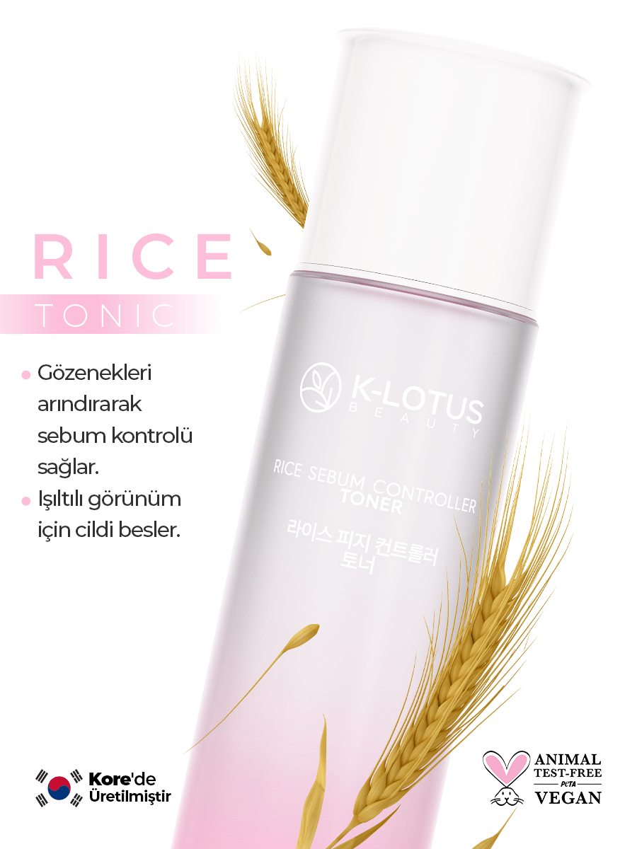 Akne ve Siyah Nokta Karşıtı, Leke Giderici, Ölü Hücrelerden Arındırma Etkili Rice Sebum Kontrol Tonik 150ml