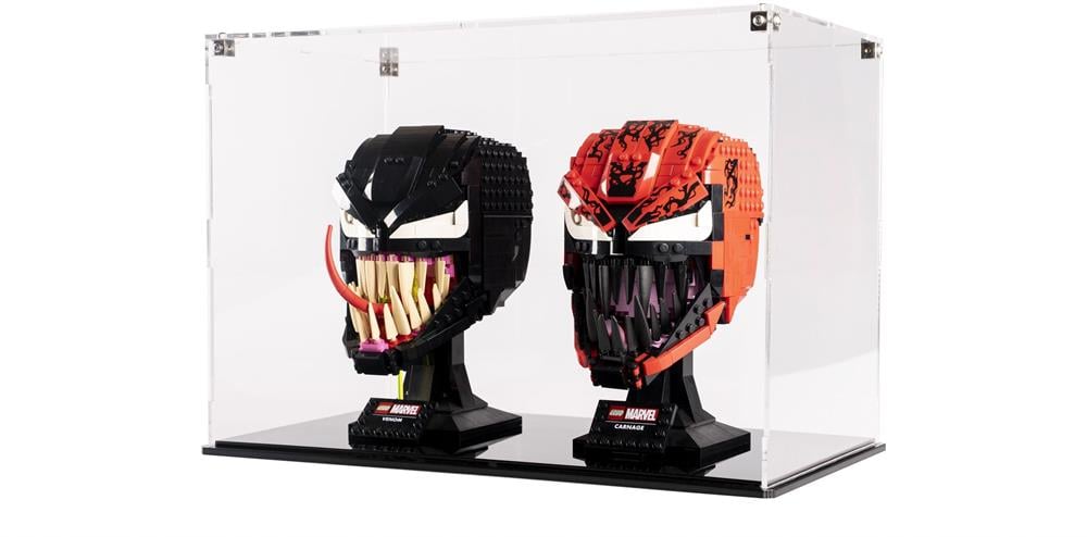Display Case for LEGO® Marvel: Spider Man Carnage (76199) & Venom (76187)  Helmets