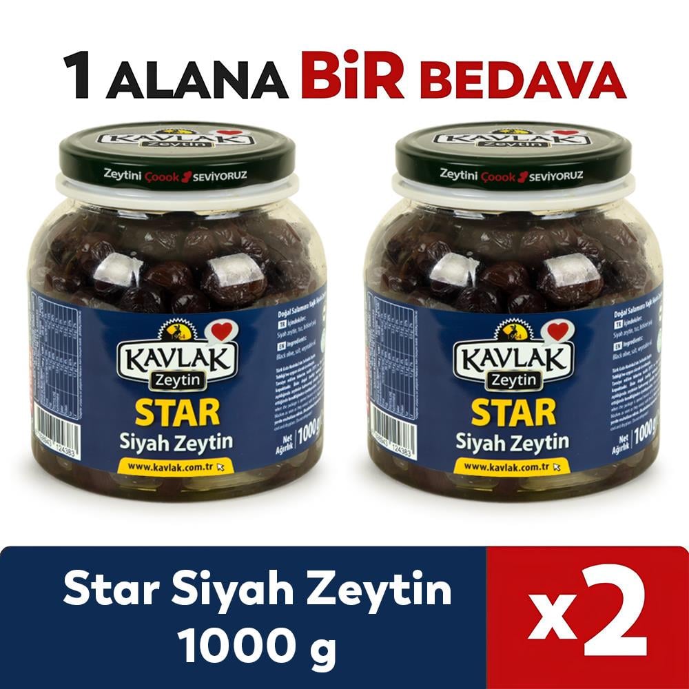 Star Gemlik Siyah Zeytin 1000gr 1 Alana 1 Bedava