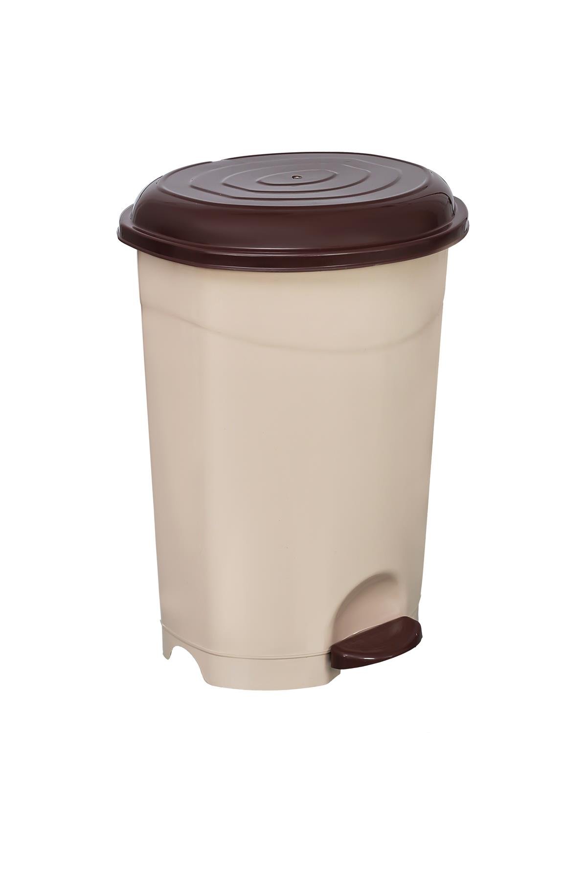Pedallı Çöp Kovası 50 LT No. 5 Yeni Krem / Çikolata Kahve | Uğurlar Plastik