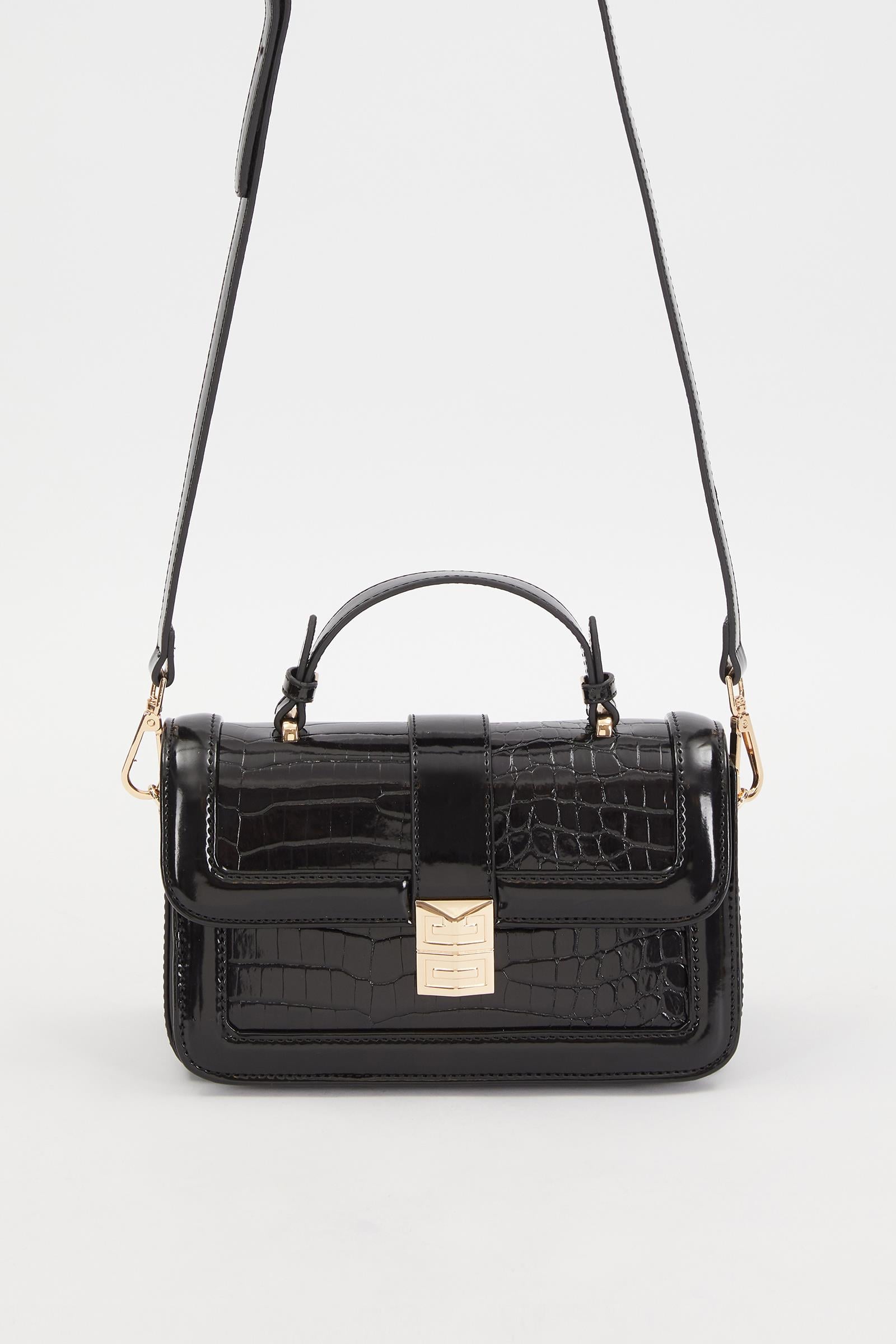 KROKO SİYAH - SİYAH Kroko Deri El Çantası - Levidor