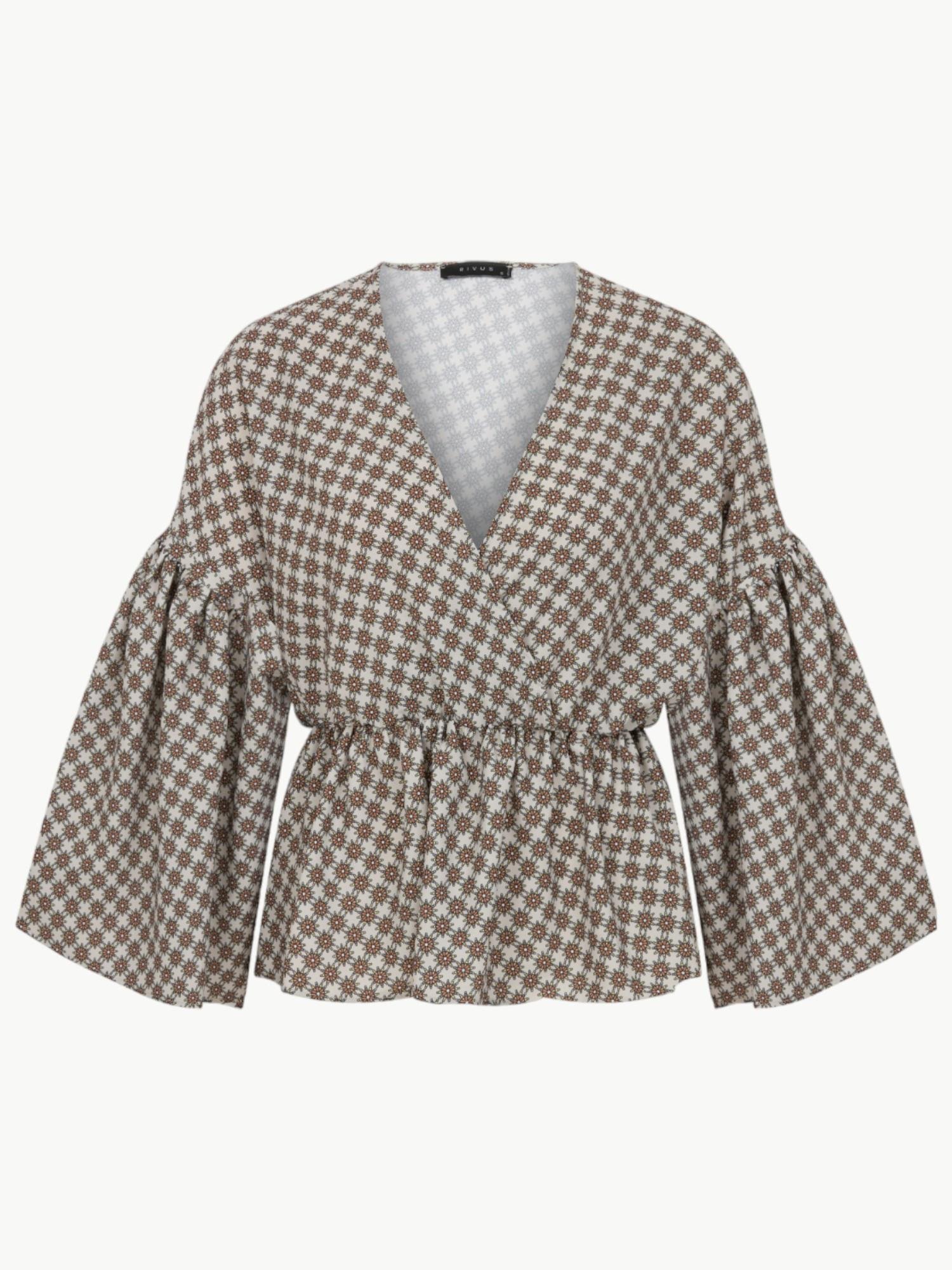 トップス BRUSHED LACE VOLUME SLEEVE BLOUSE Stacie Fuller Bust Embroidered Woven Long Sleeve Blouse in