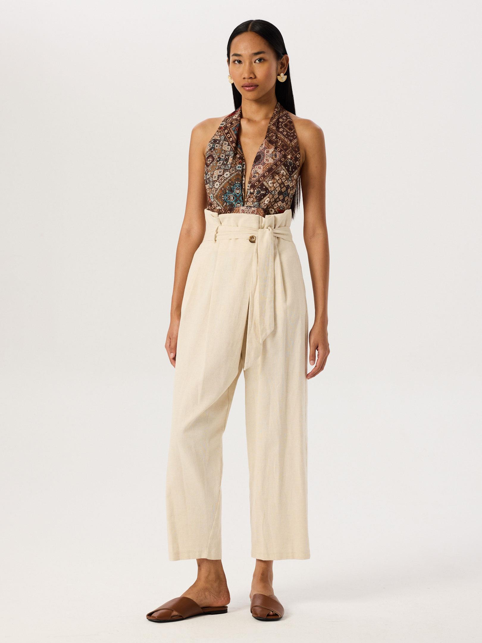 即日発送SベージュHighwaist ribbon pants aandmary ANDMARY】Highwaist ribbon pants