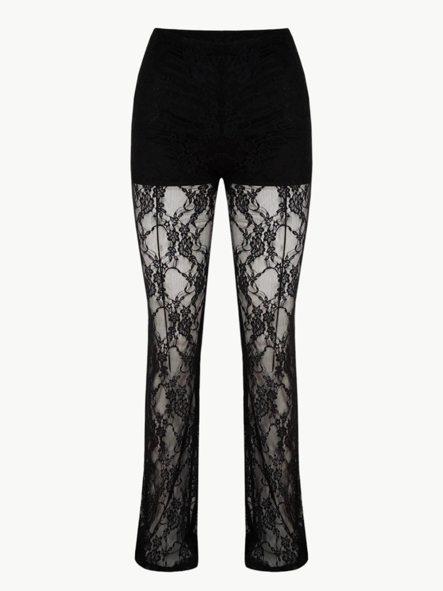 Stretch Lace Lined Shorts Inside Lace Pants Black Rivus