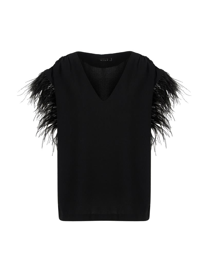 black feather blouse