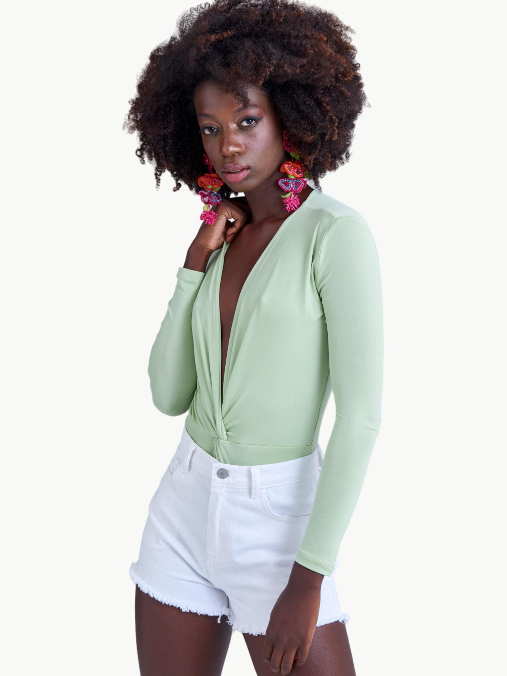 Ruched front long sleeve top sale