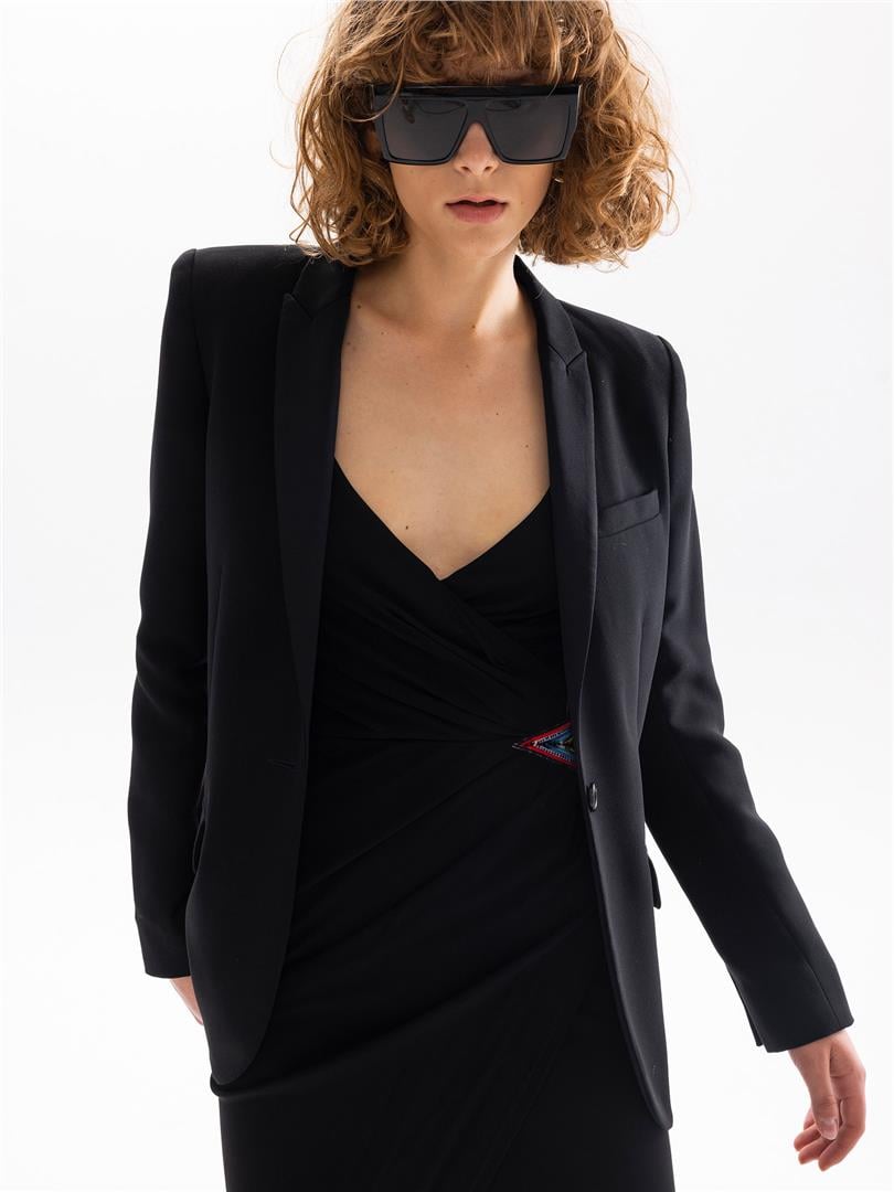 Slim Fit Blazer Jacket - Black - Rivus