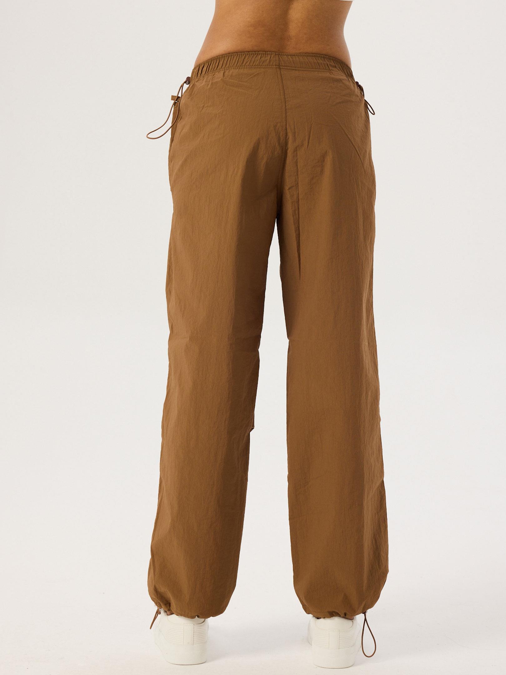 Drawstring Detailed Parachute Pants - Brown - Rivus