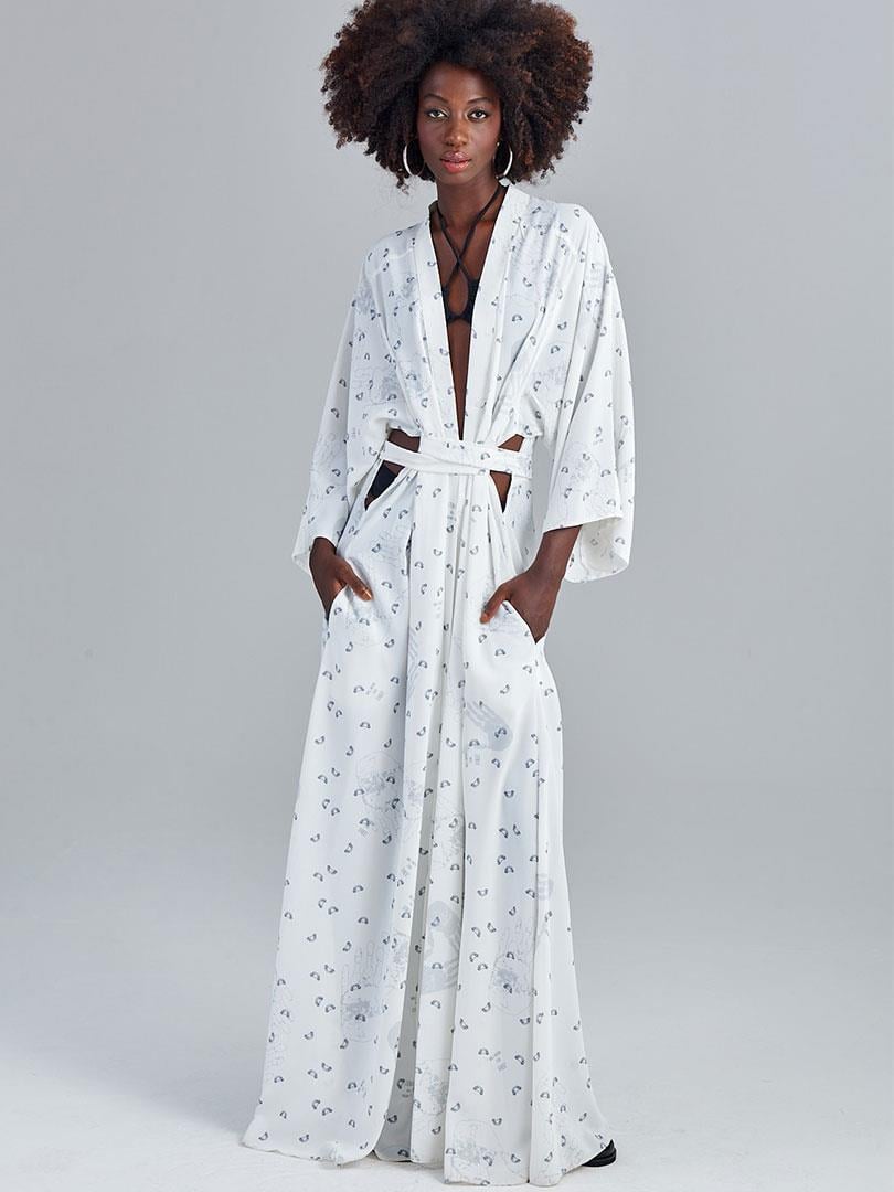 Long Belted Robe With Side Vents Red Rivus